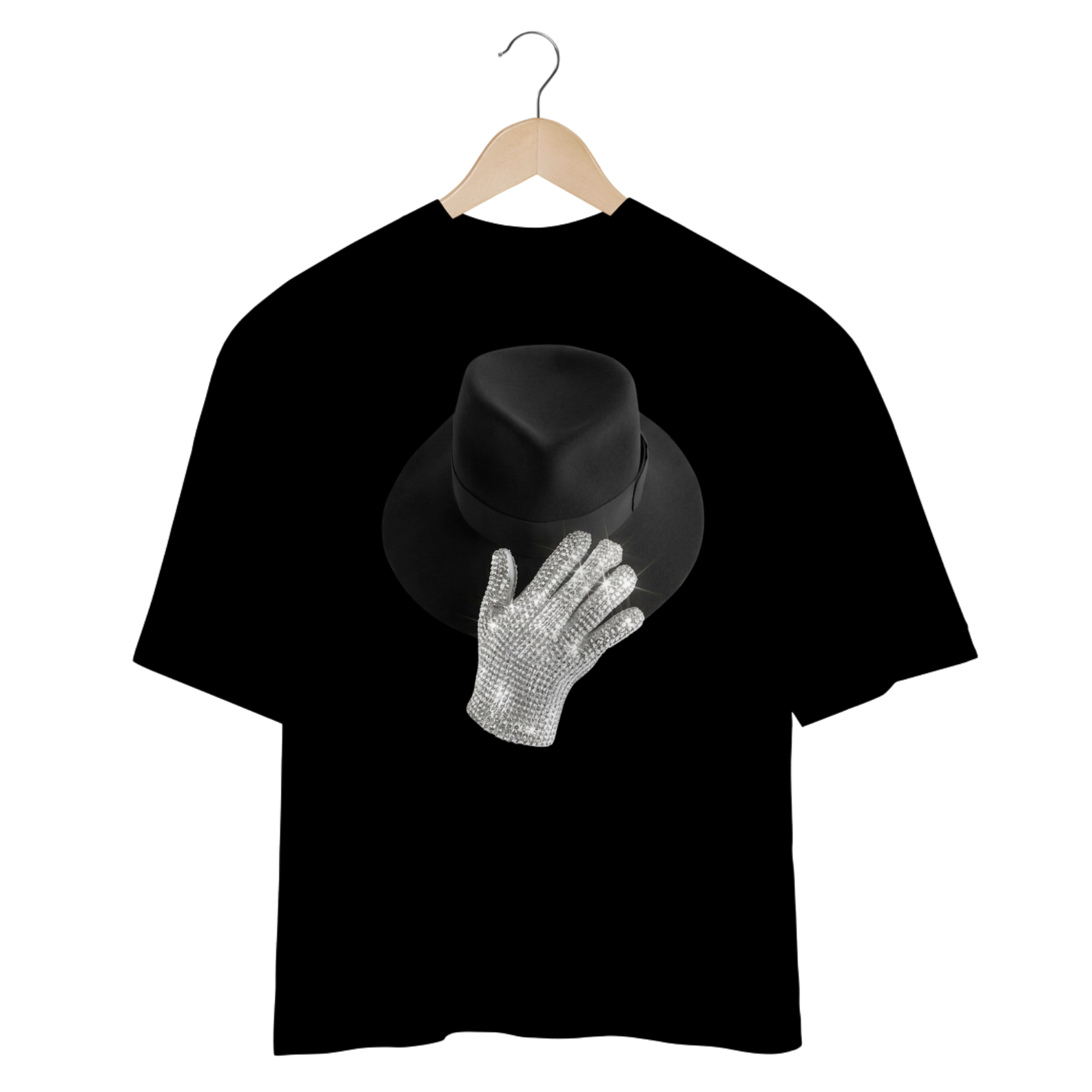 Camiseta Oversized Michael Jackson Chapéu e Luva