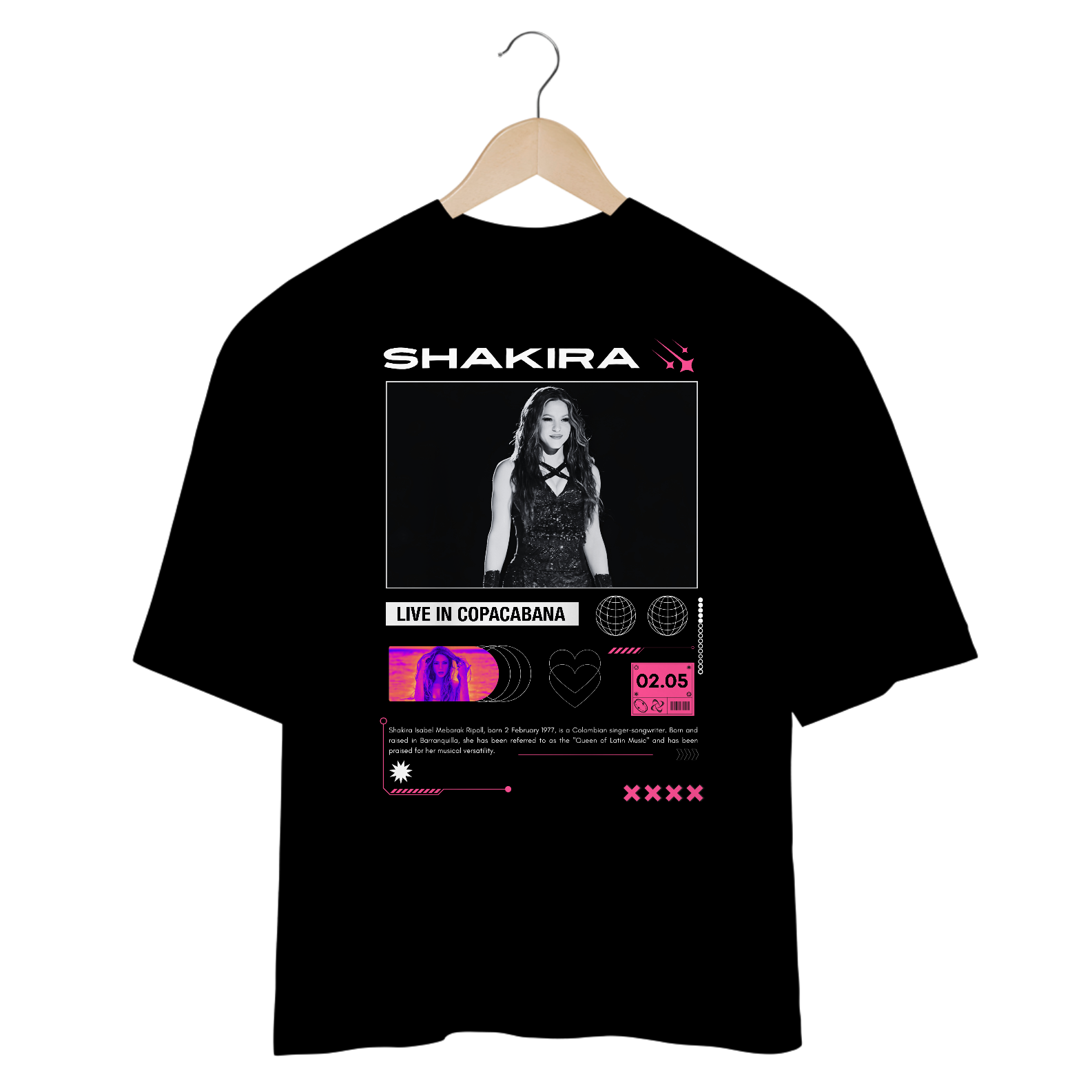 Camiseta Oversized Shakira Live in Copacabana 02.05