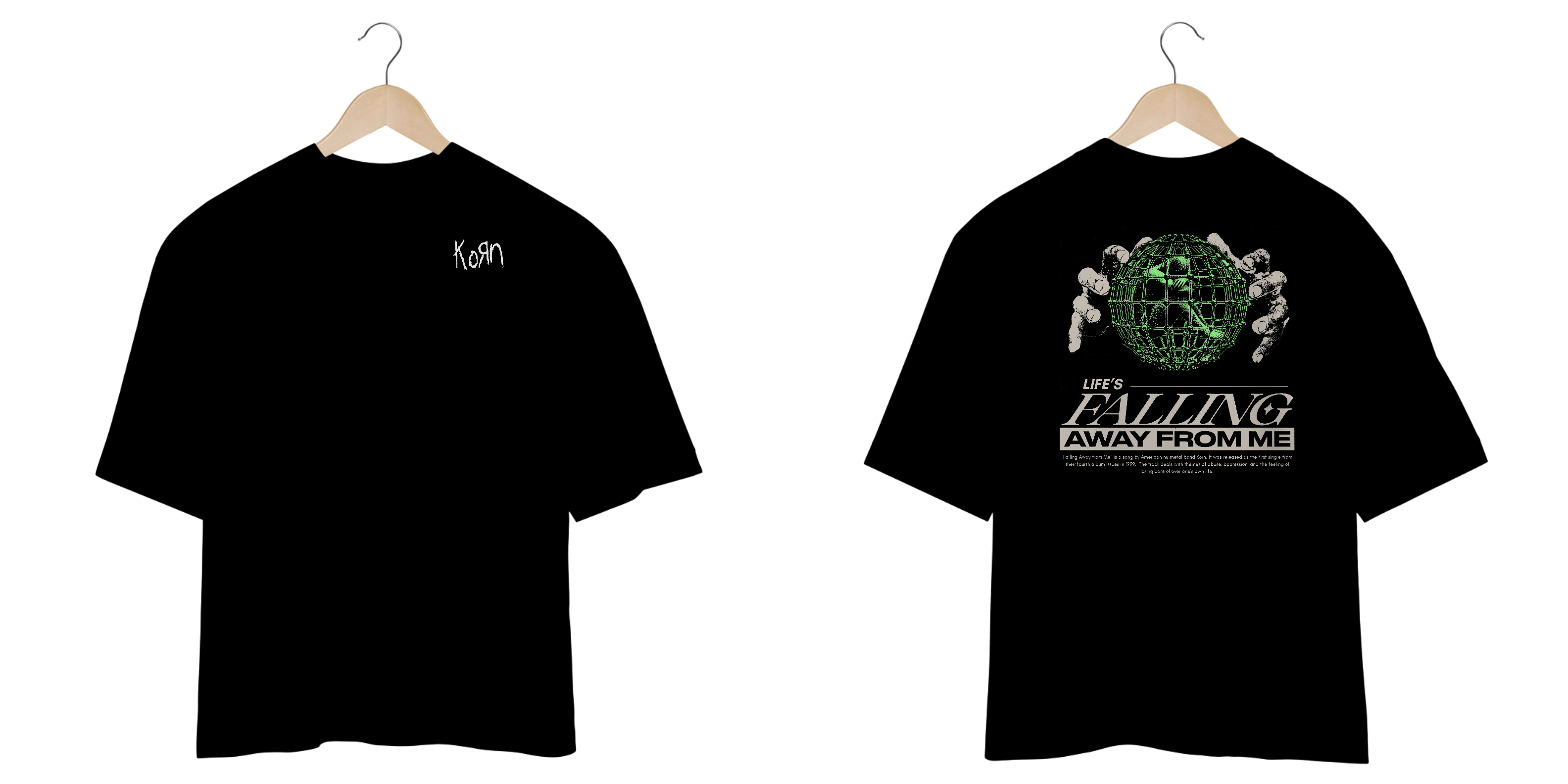 Camiseta Oversized Korn Falling Away From Me (Estampa Frente & Costas)