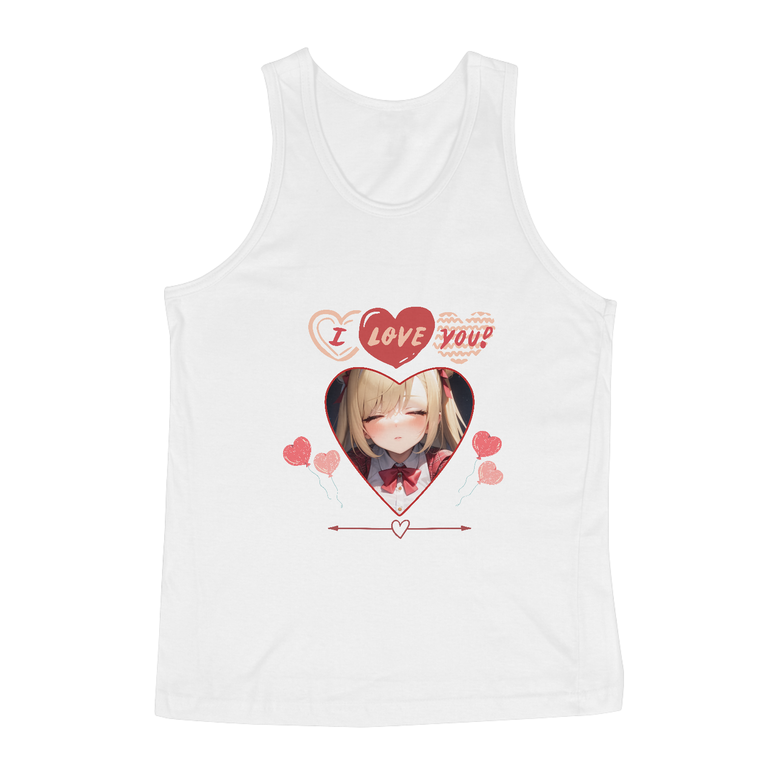 Nome do produto: Regata Masculina I Love You ! , anime girl print