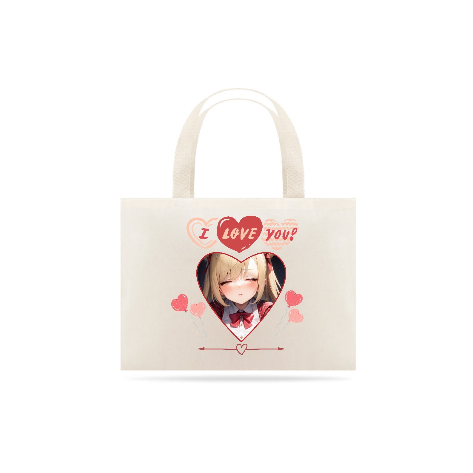 Nome do produto: Eco Bag I Love You ! , anime girl print