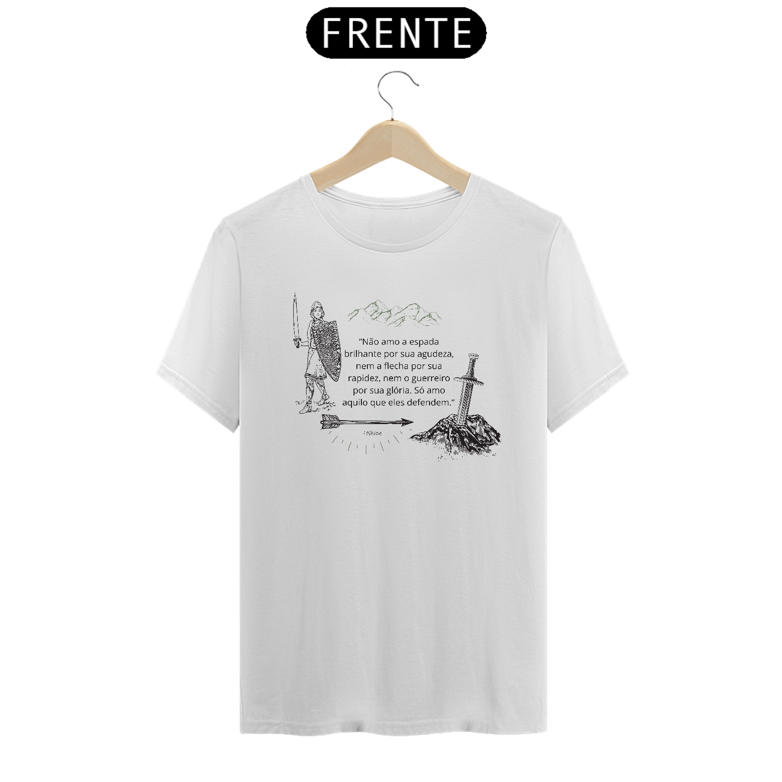 Nome do produto: Camiseta masculina citação Tolkien espada