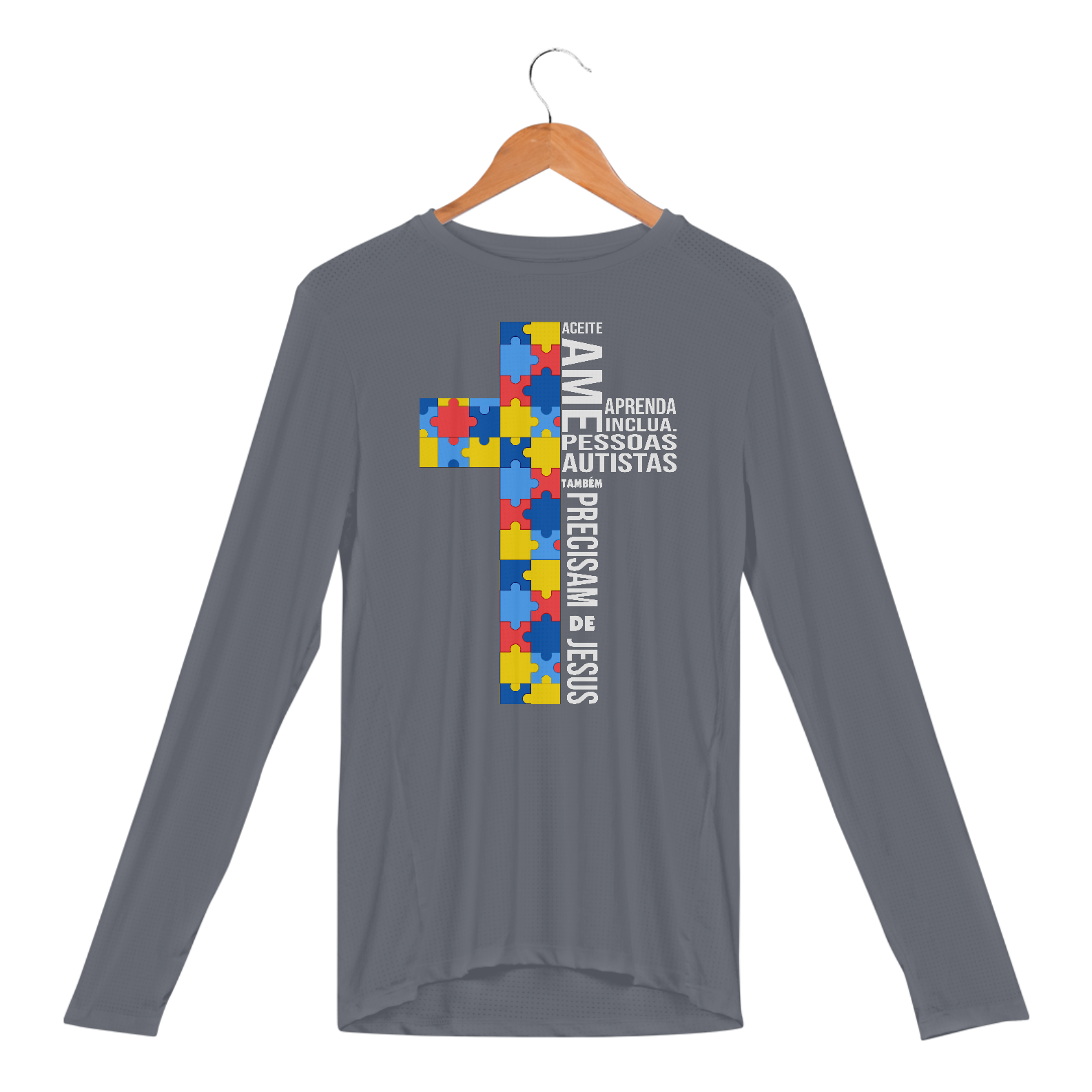 Manga Longa UV Dry - autismo (respeite, ame, pessoas autistas tambem precisam de Jesus)