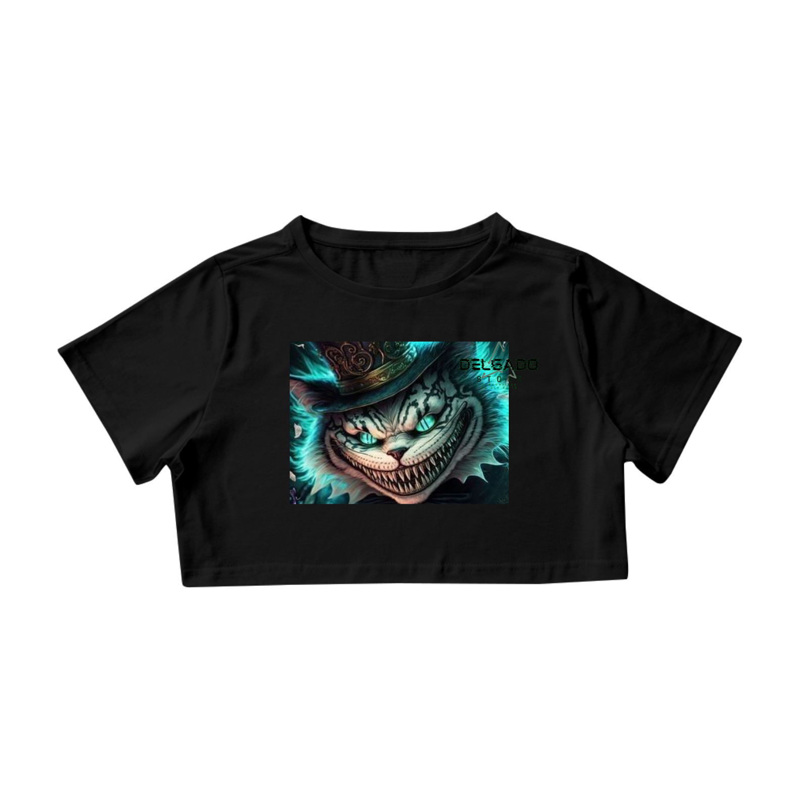 Nome do produto: CAMISA FEMININA GATO MALUC0 PAÍS DAS MARAVILHAS 