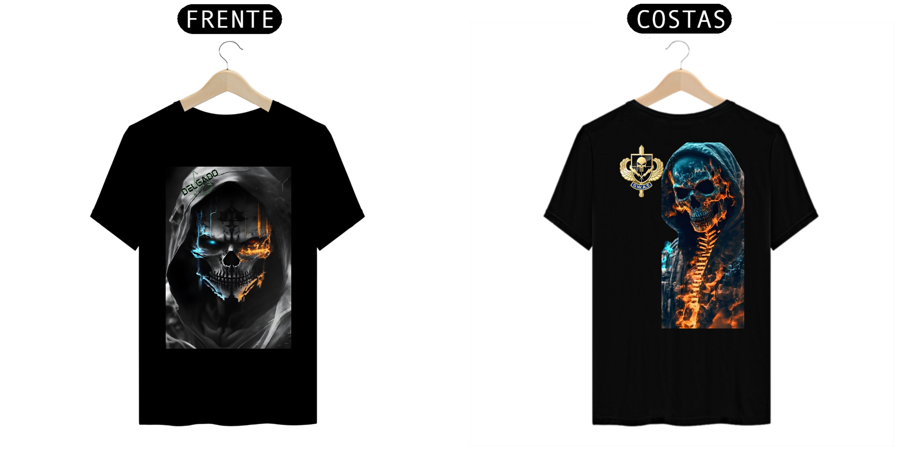 Nome do produto: CAMISA MASCULINA CAVEIRA DE FOGO