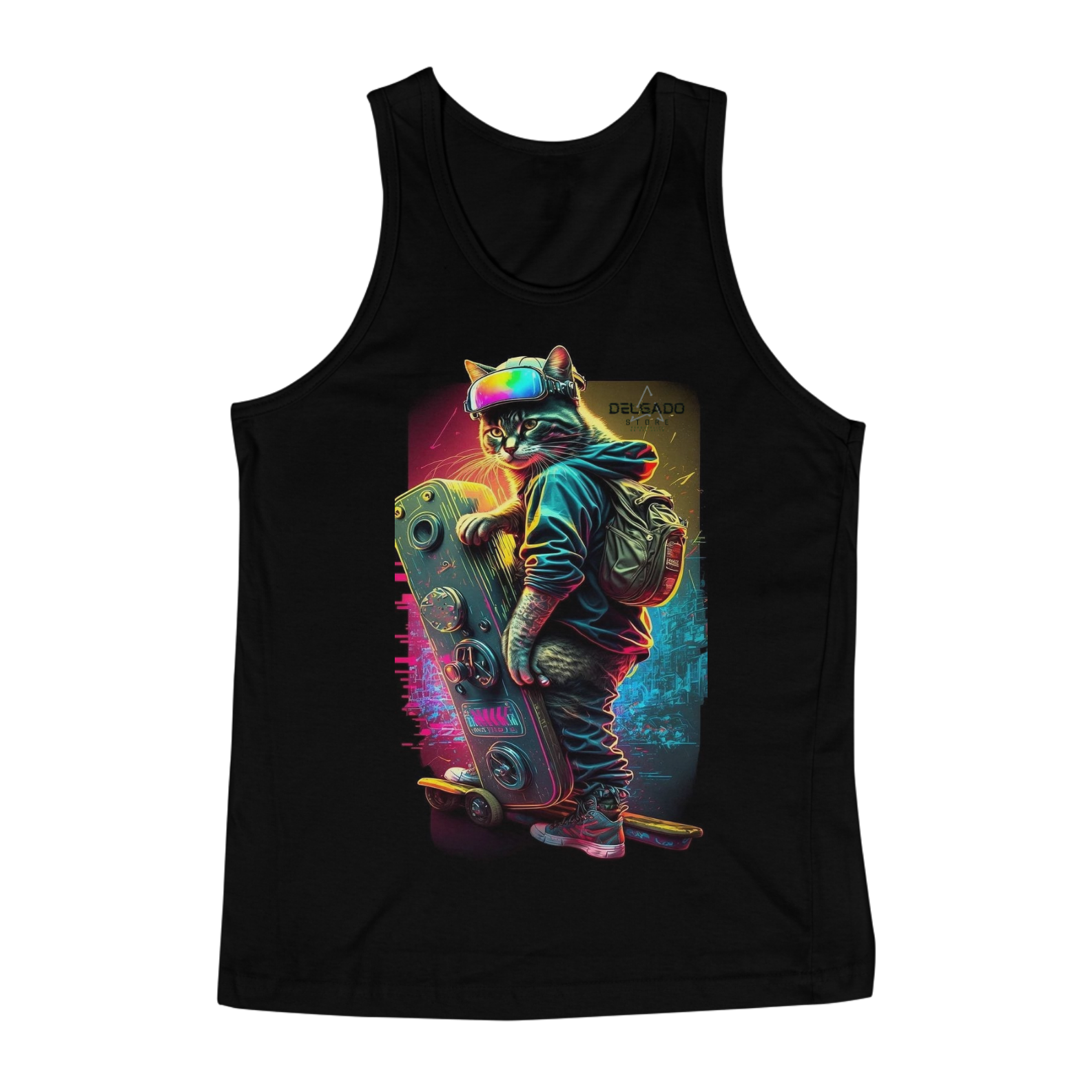 Nome do produto: REGATA PERSONALIZADA GATO SINISTRO 