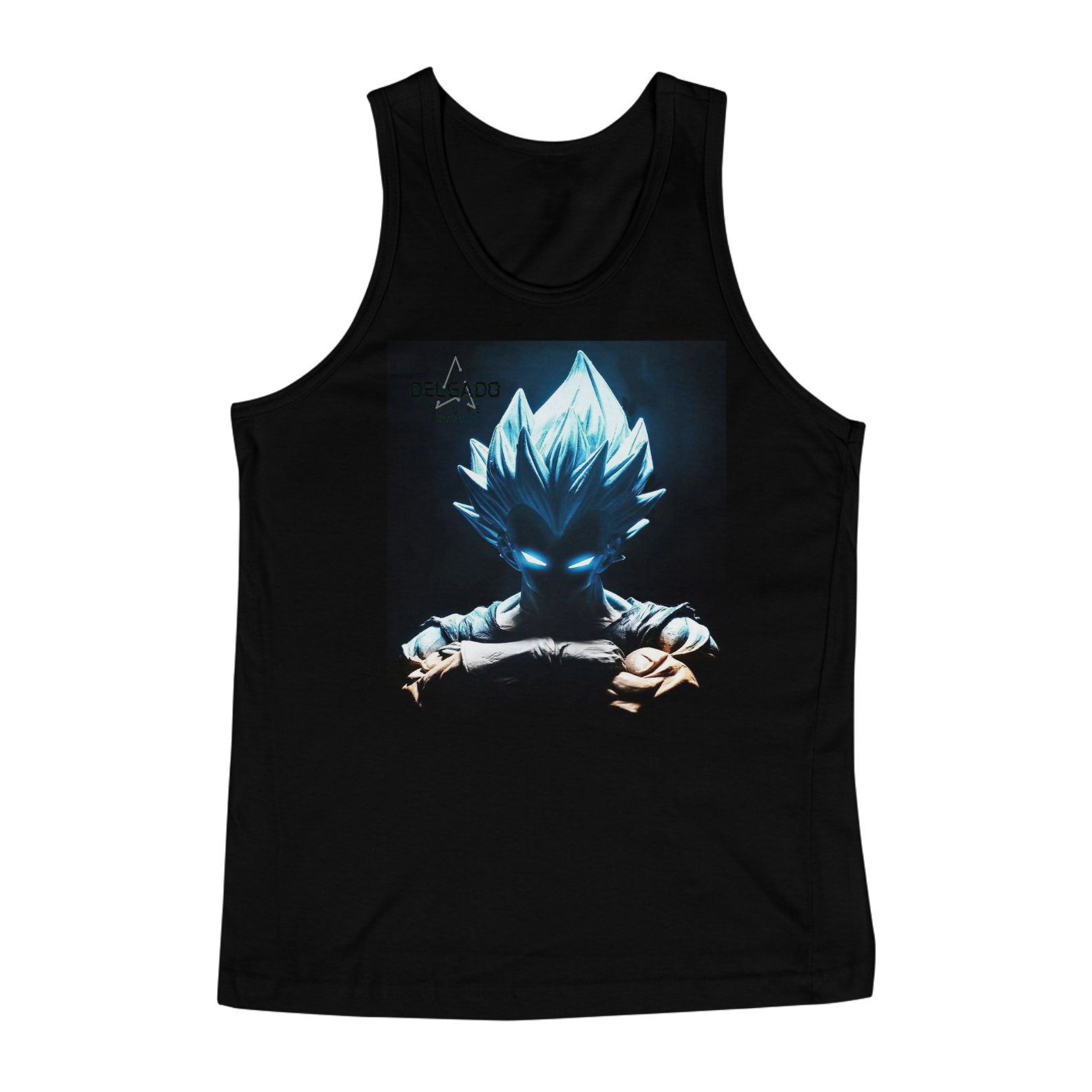 Nome do produto: REGATA PERSONALIZADA VEGETA BLUE E DELGADO STORE 