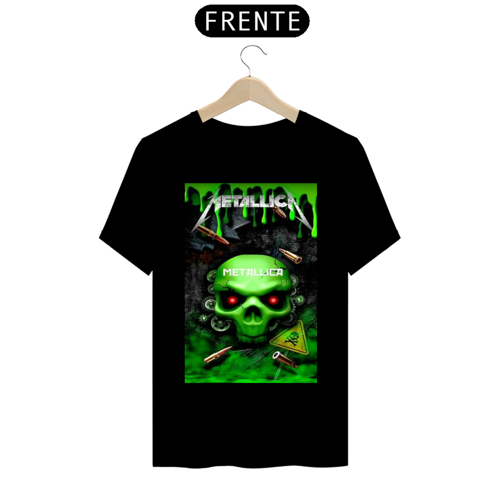 Nome do produto: CAMISA PERSONALIZADA CAVEIRA METALLICA 