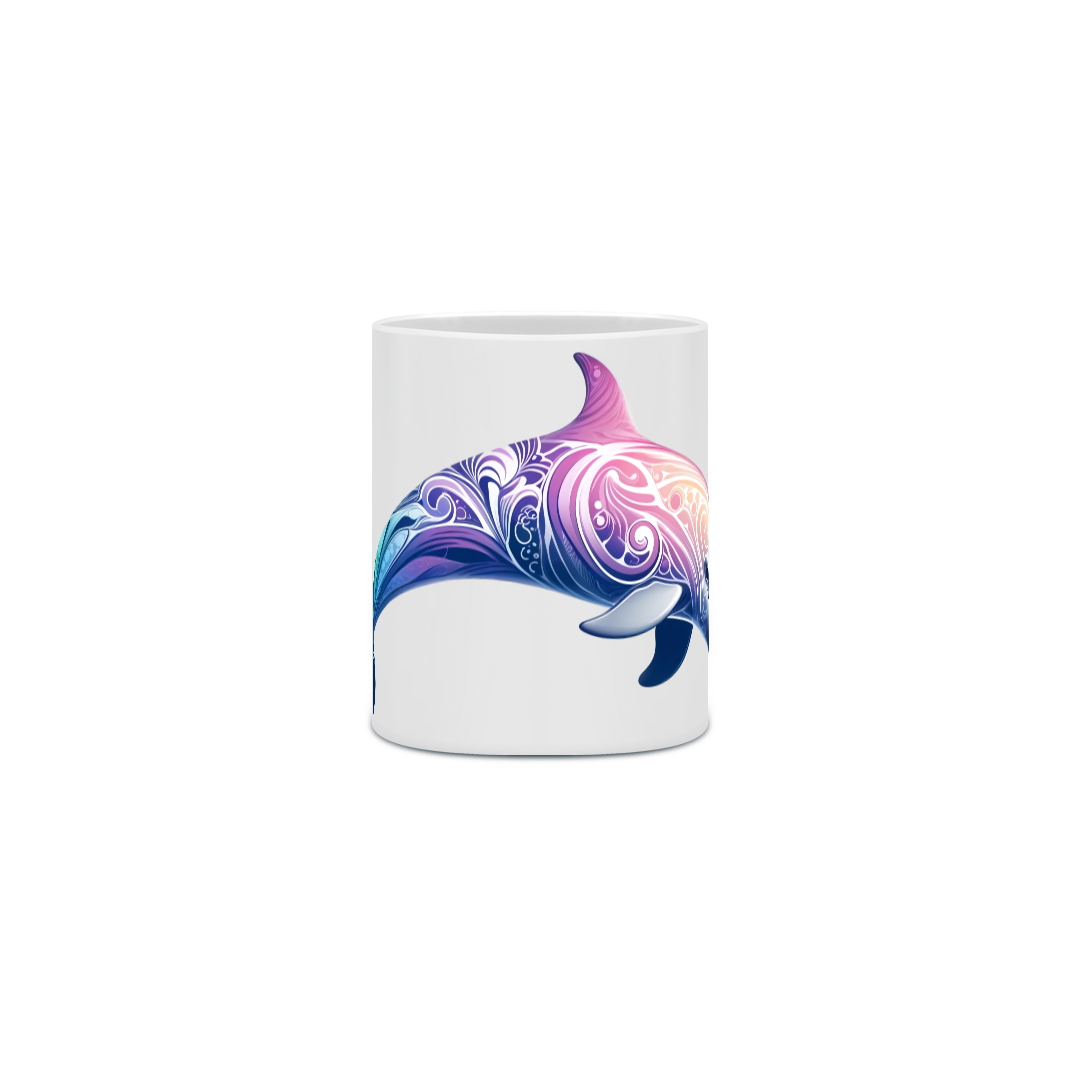 Nome do produto: Caneca de Porcelana - Golfinho Colors Lilás
