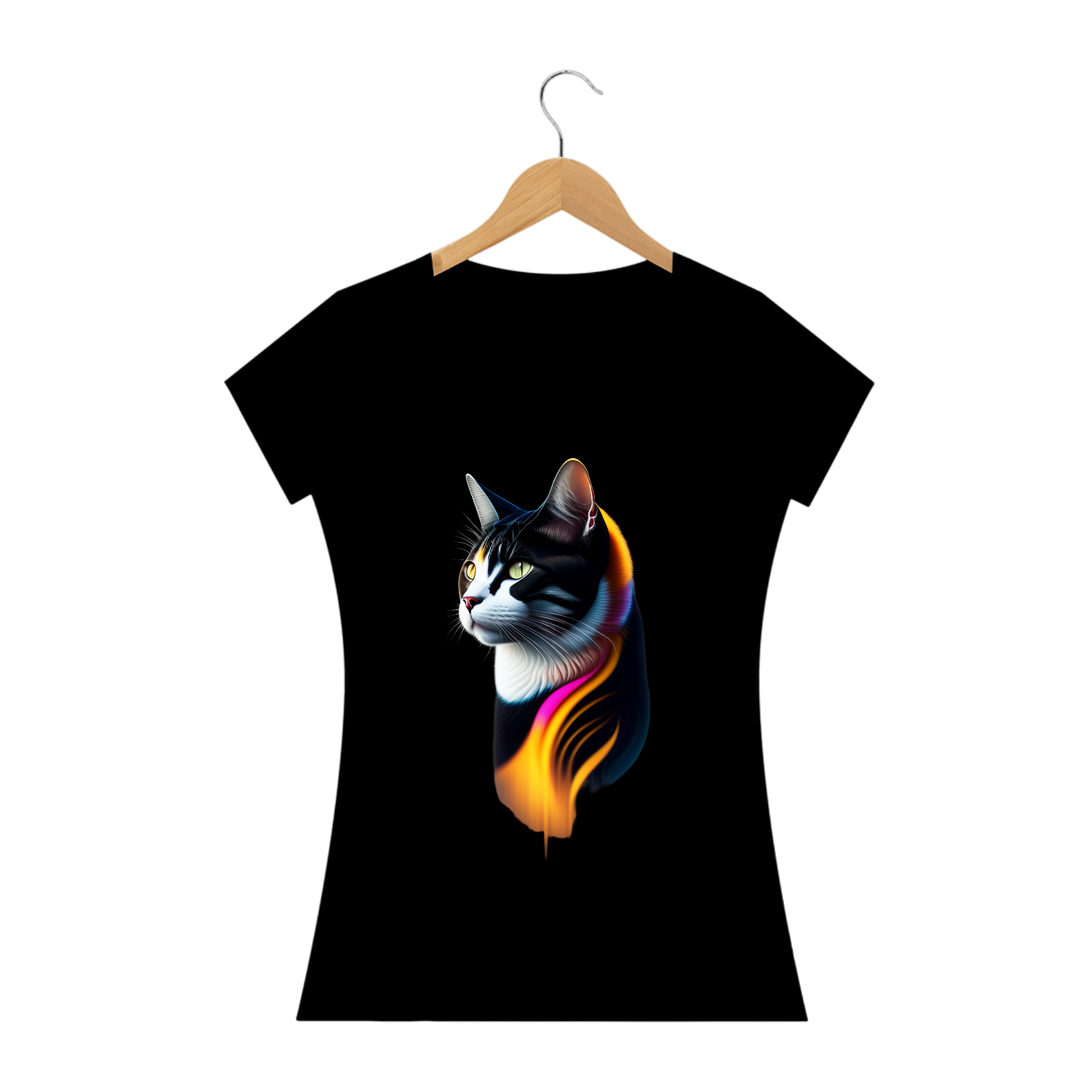 Nome do produto: Camiseta baby look - Gato
