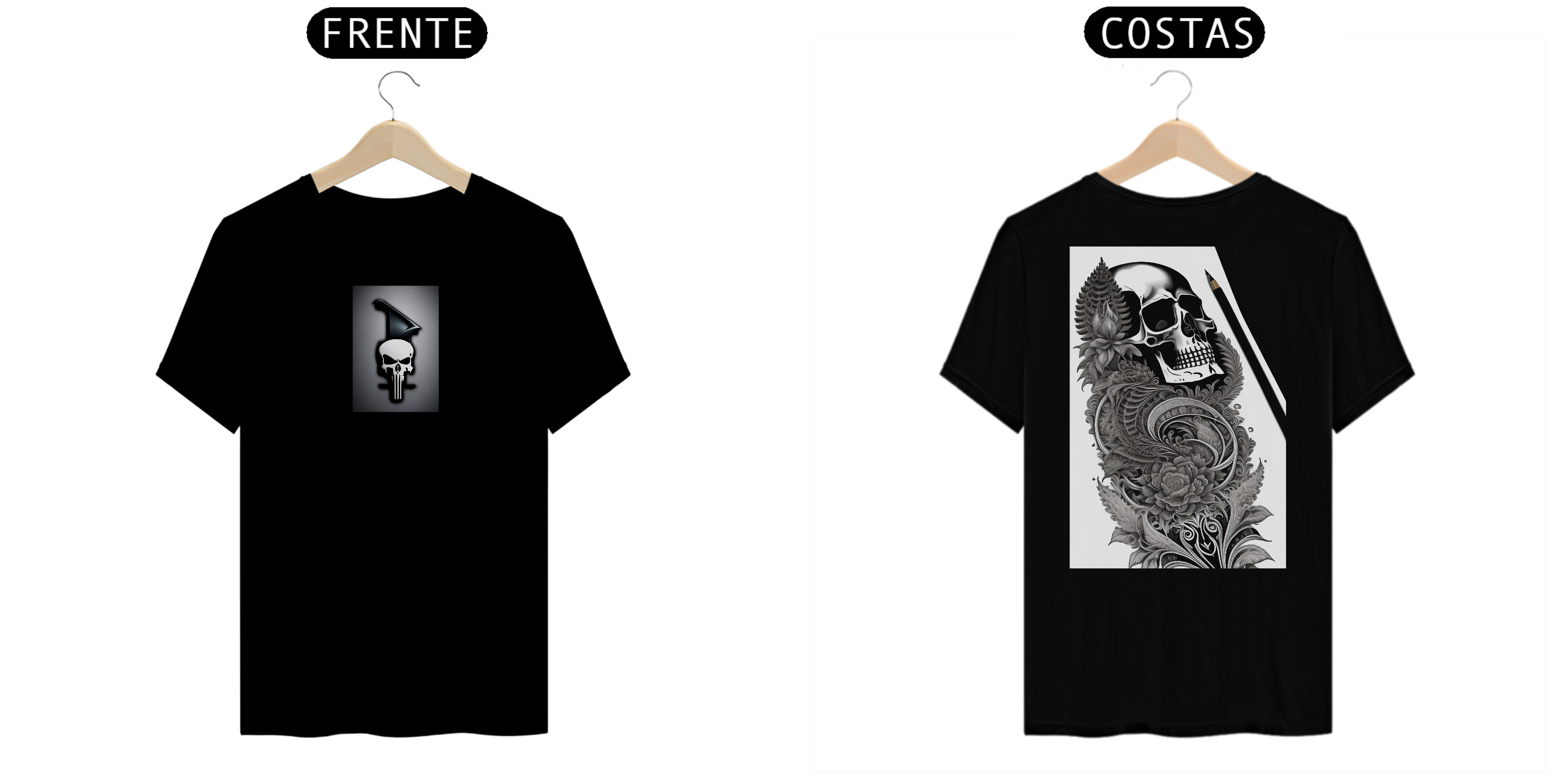 Nome do produto:  Camiseta Caveira Logotipo Justiceira 