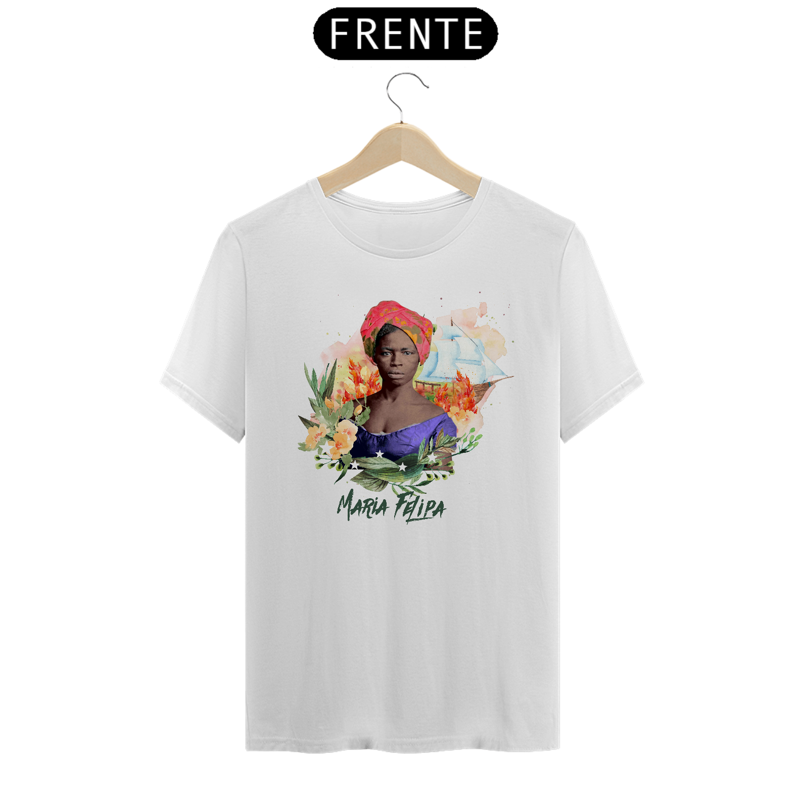 Nome do produto: Camiseta Maria Felipa - Made in Bahia