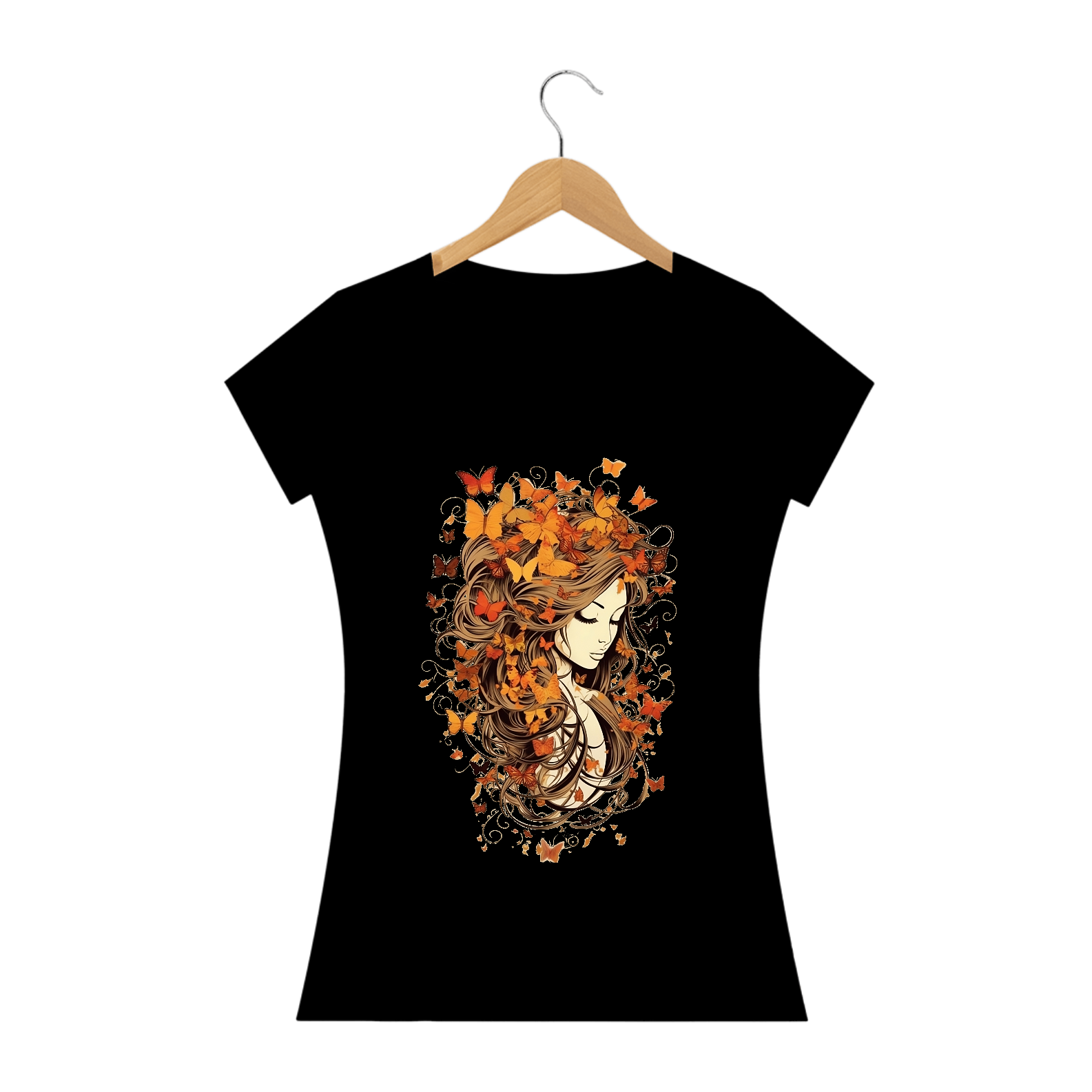 Nome do produto: Camiseta Feminina Capturando a Beleza Graciosa do Outono - Borboletas Delicadas do Outono