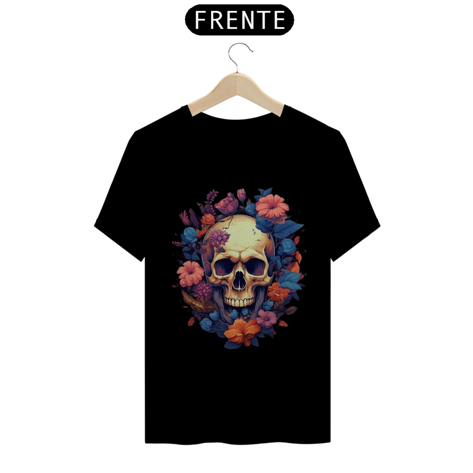 Nome do produto: Camiseta Masculina Esqueleto Árvore Antiga e Flores Silvestres