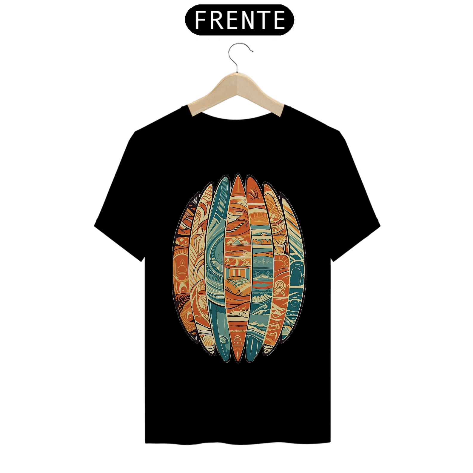 Nome do produto: Camiseta Masculina Surfboard Collector\'s Paradise: Estampa Retro