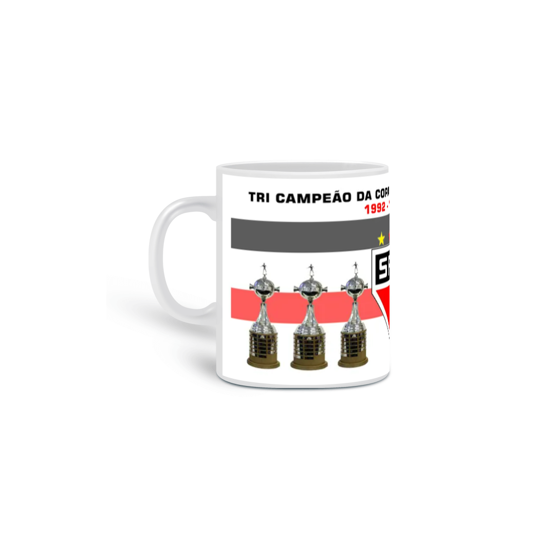 Nome do produto: CANECA SPFC - Tri Campeão da Libertadores e Tri Campeão Mundial