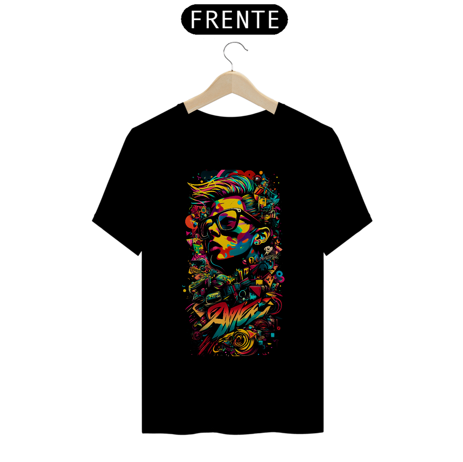 Nome do produto: Camiseta Grafite - preta e azul
