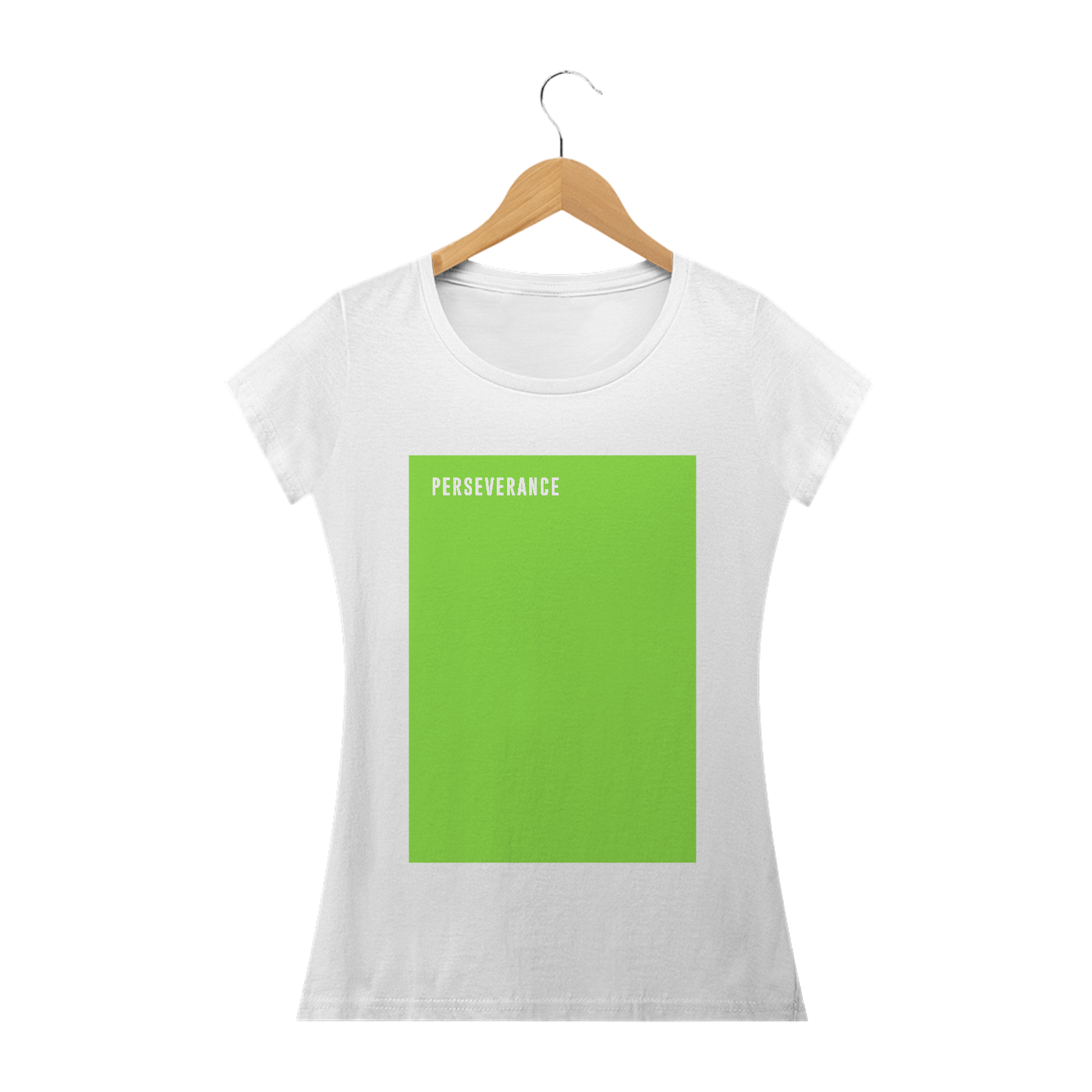 Nome do produto: Camiseta babylook | Pastel Green | Frase: PERSEVERANCE | Edição especial COLORS