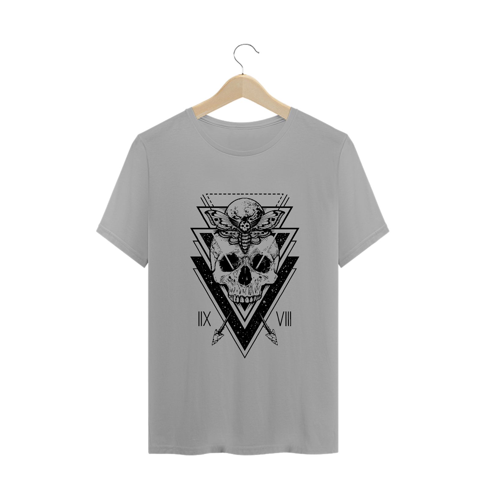 Nome do produto: Skull triangles (camiseta branca ou cinza)