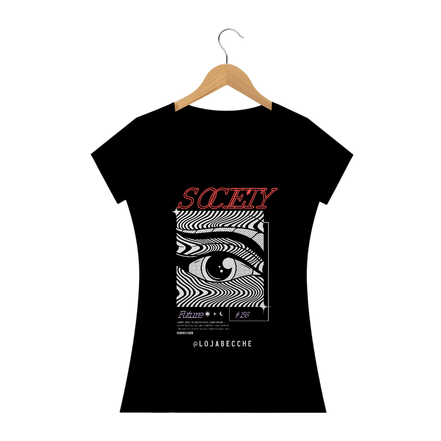 Nome do produto: SOCIETY | CAMISETA PRETA FEMININA | ESTAMPA LINDA