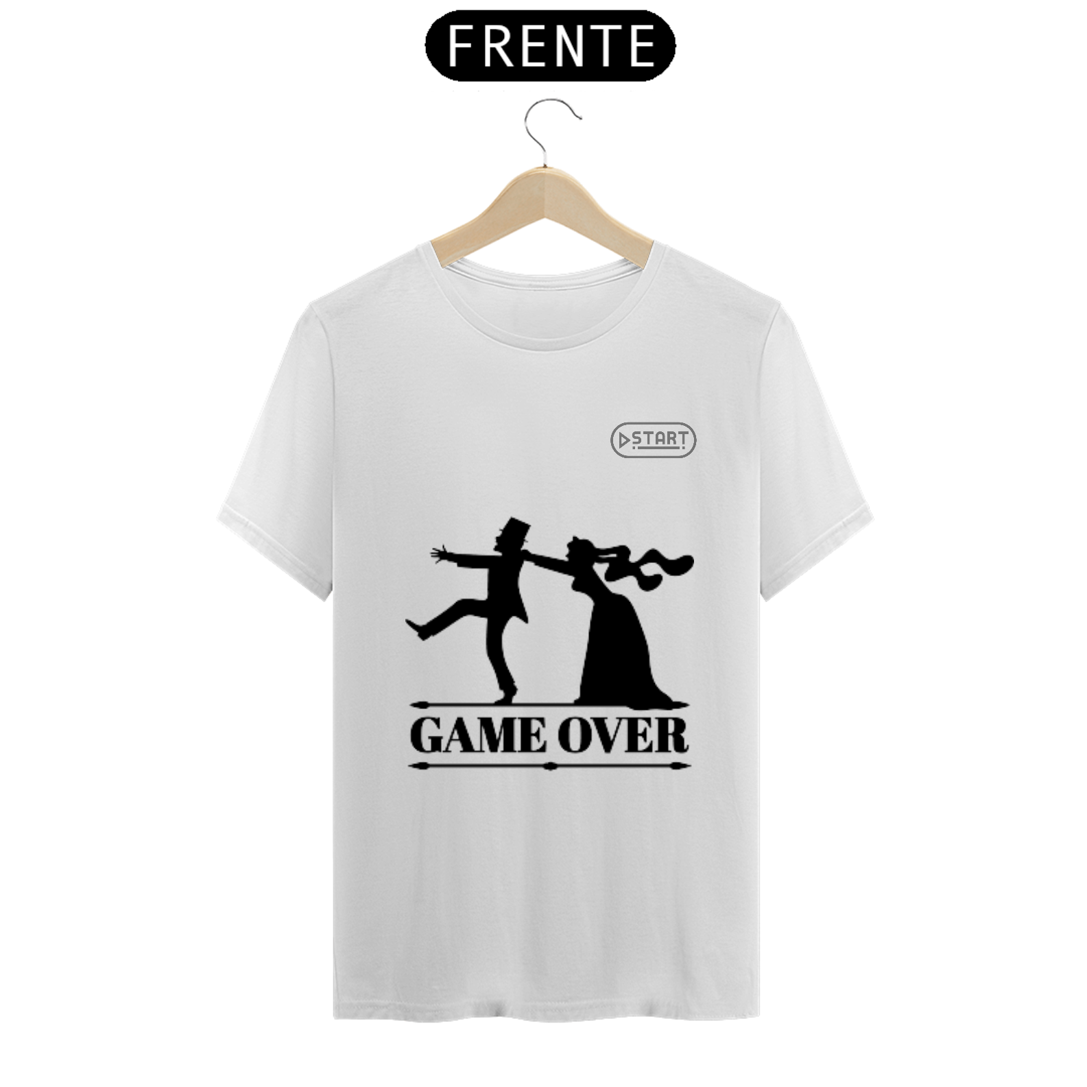 Nome do produto: Camisa Start - Game Over (Casamento)
