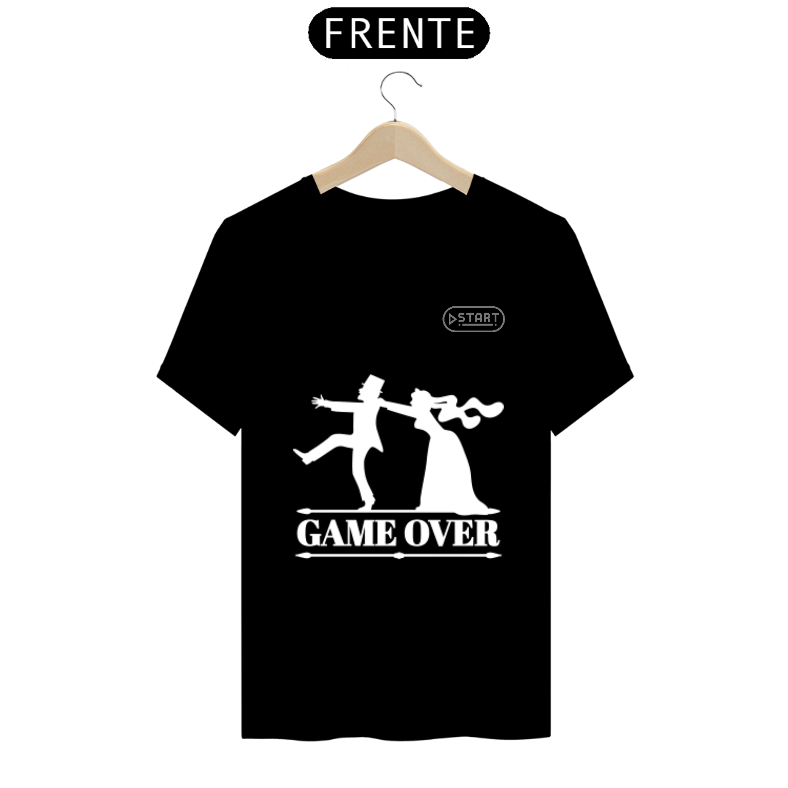 Nome do produto: Camisa Start - Game Over (Casamento)