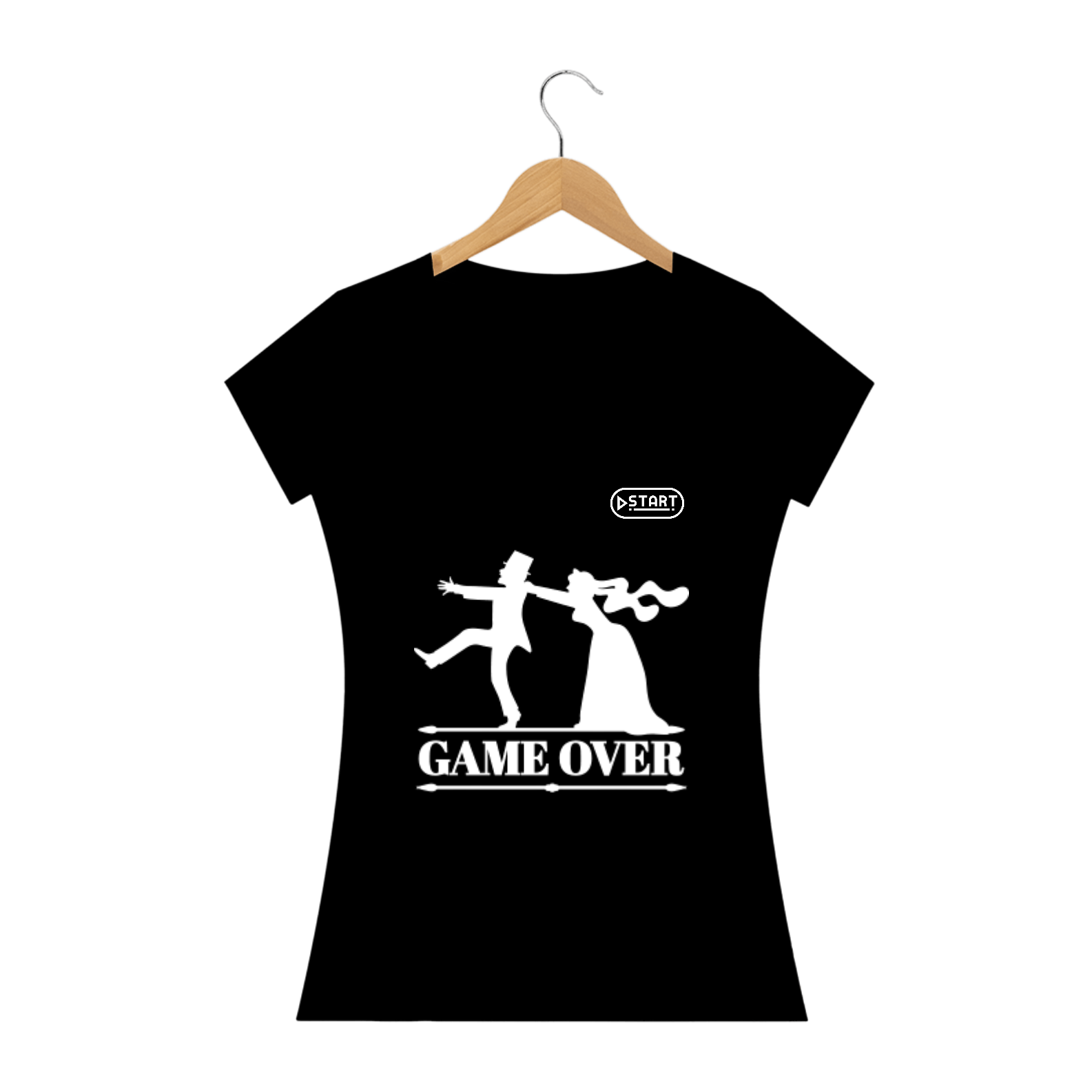 Nome do produto: Camisa Start - Game Over (Casamento)