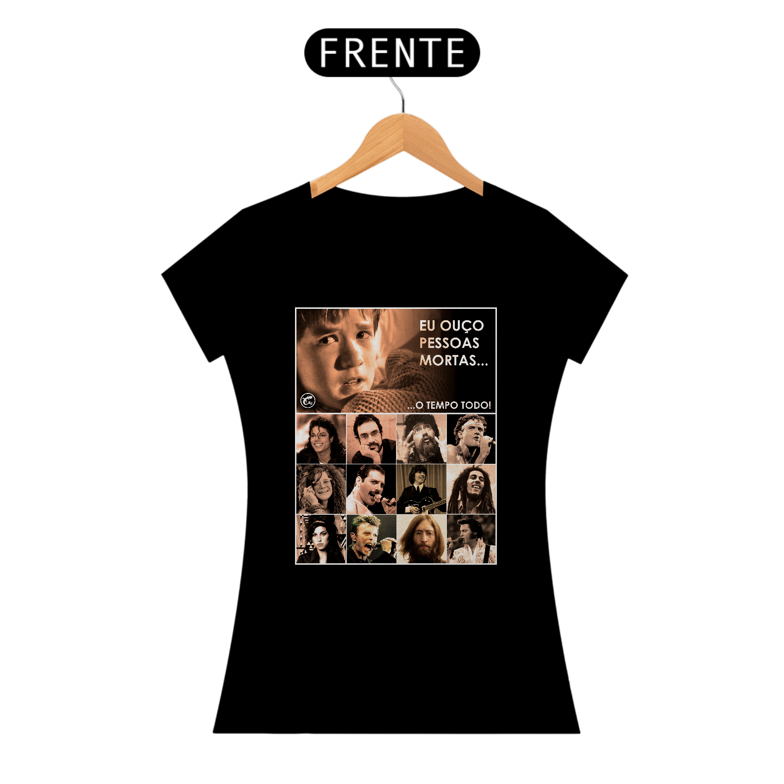 Nome do produto: Camiseta Baby Look - Eu ouço pessoas mortas... Versão 20