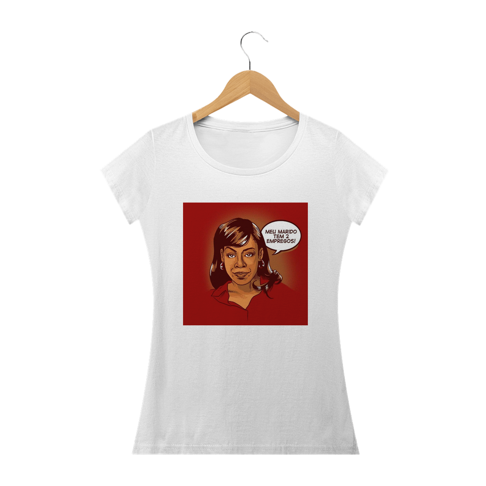 Nome do produto: CAMISA BABYLOOK MEU MARIDO TEM 2 EMPREGOS