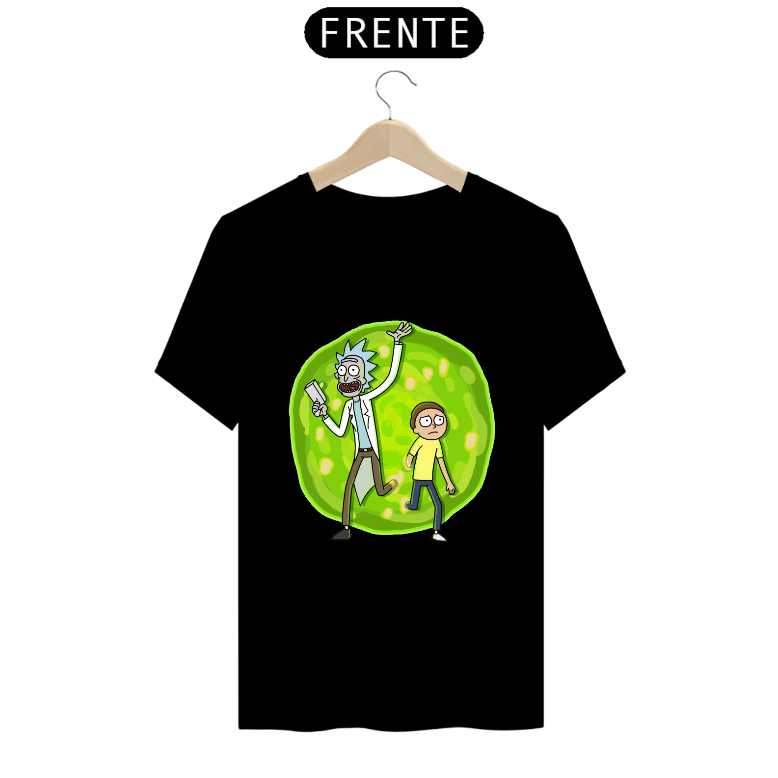 Nome do produto: T-Shirt Prime - Rick and Morty - saindo do portal