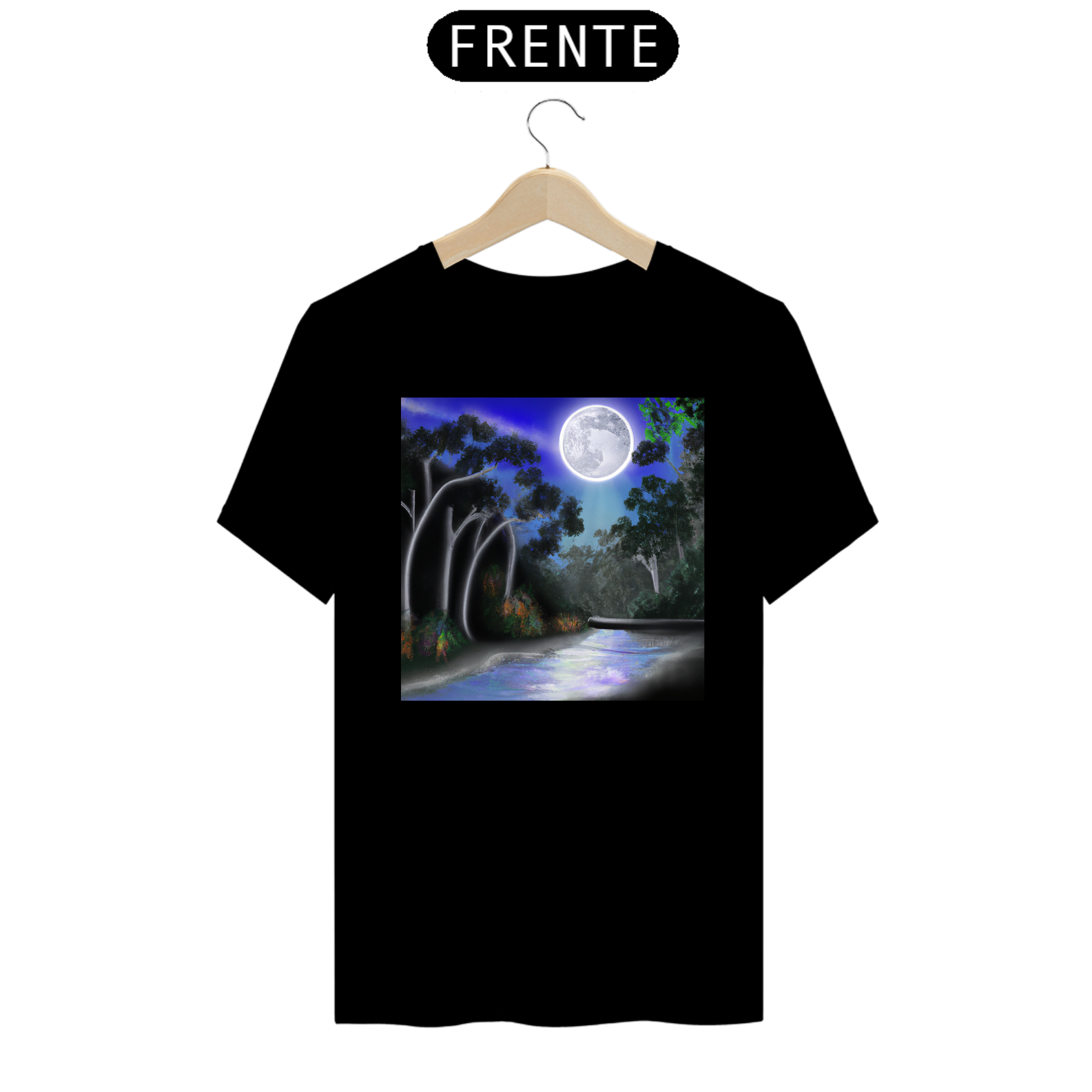 Nome do produto: Camiseta Lua sobre a Selva: Encanto Noturno em Sua Pele