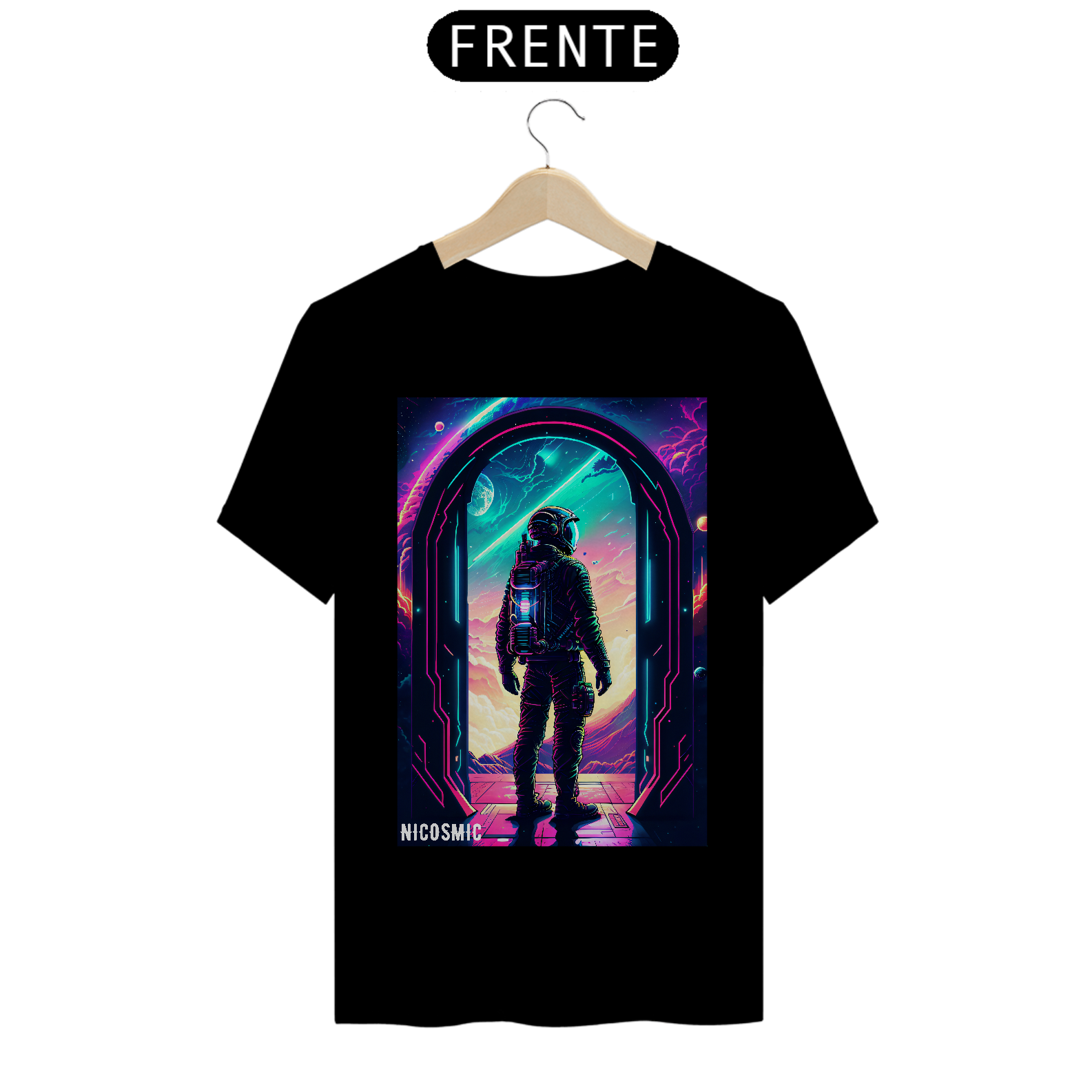 Nome do produto: Camiseta Astronauta Neon