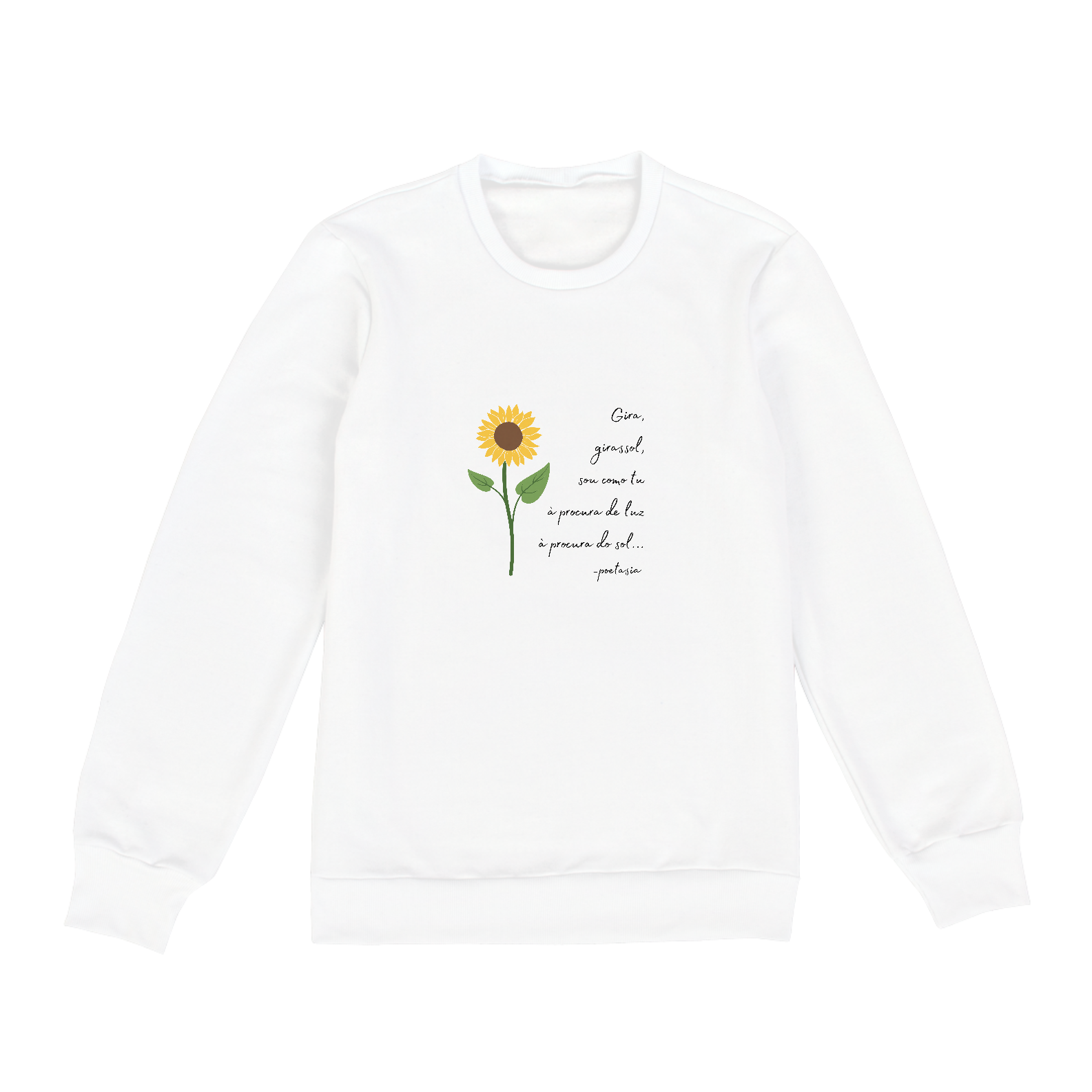 Nome do produto: Moletom Fechado Branco - Gira, girassol