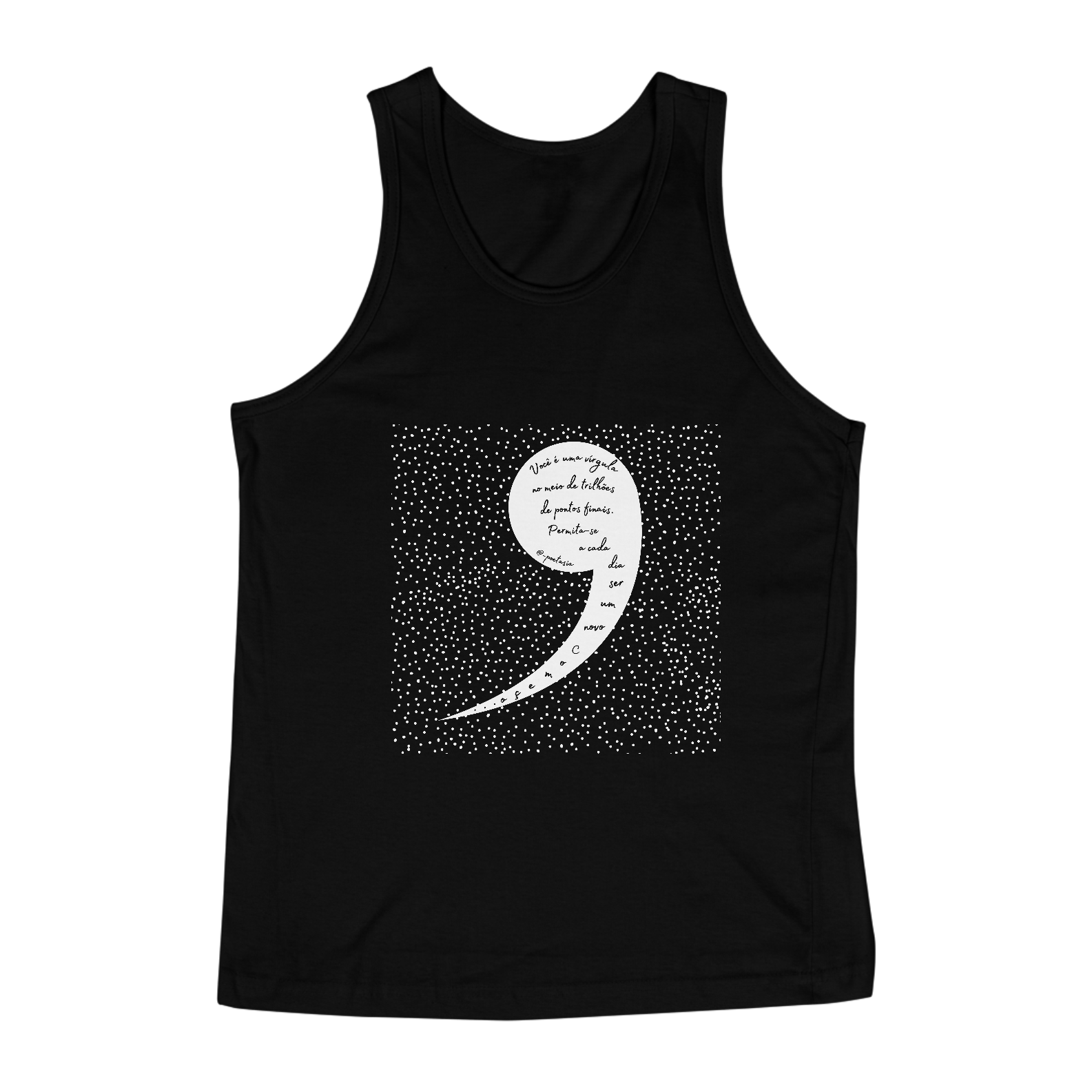 Nome do produto: Regata - Você é uma vírgula - Preta 