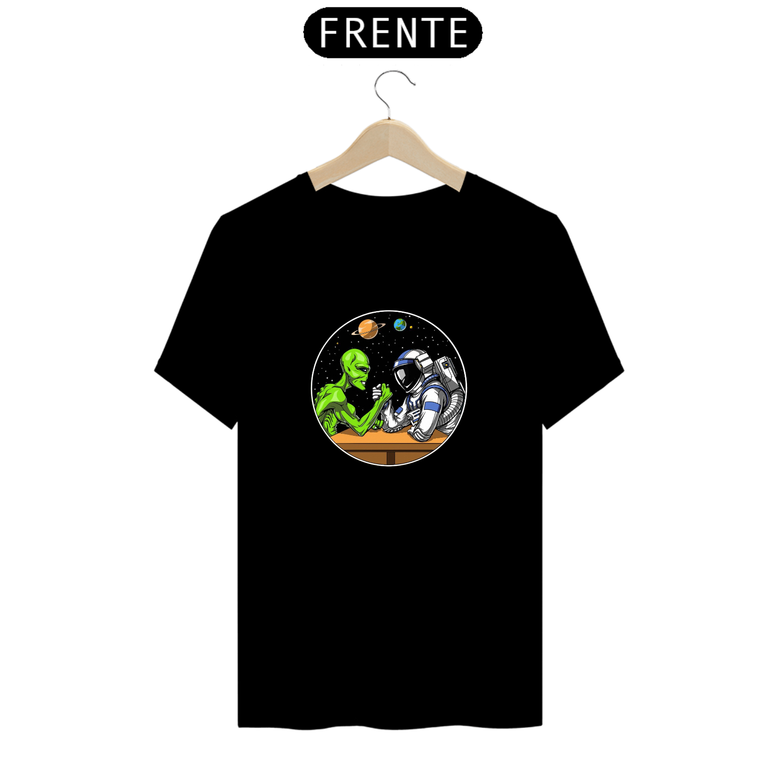 Nome do produto: Camiseta Astronauta e Alienígena
