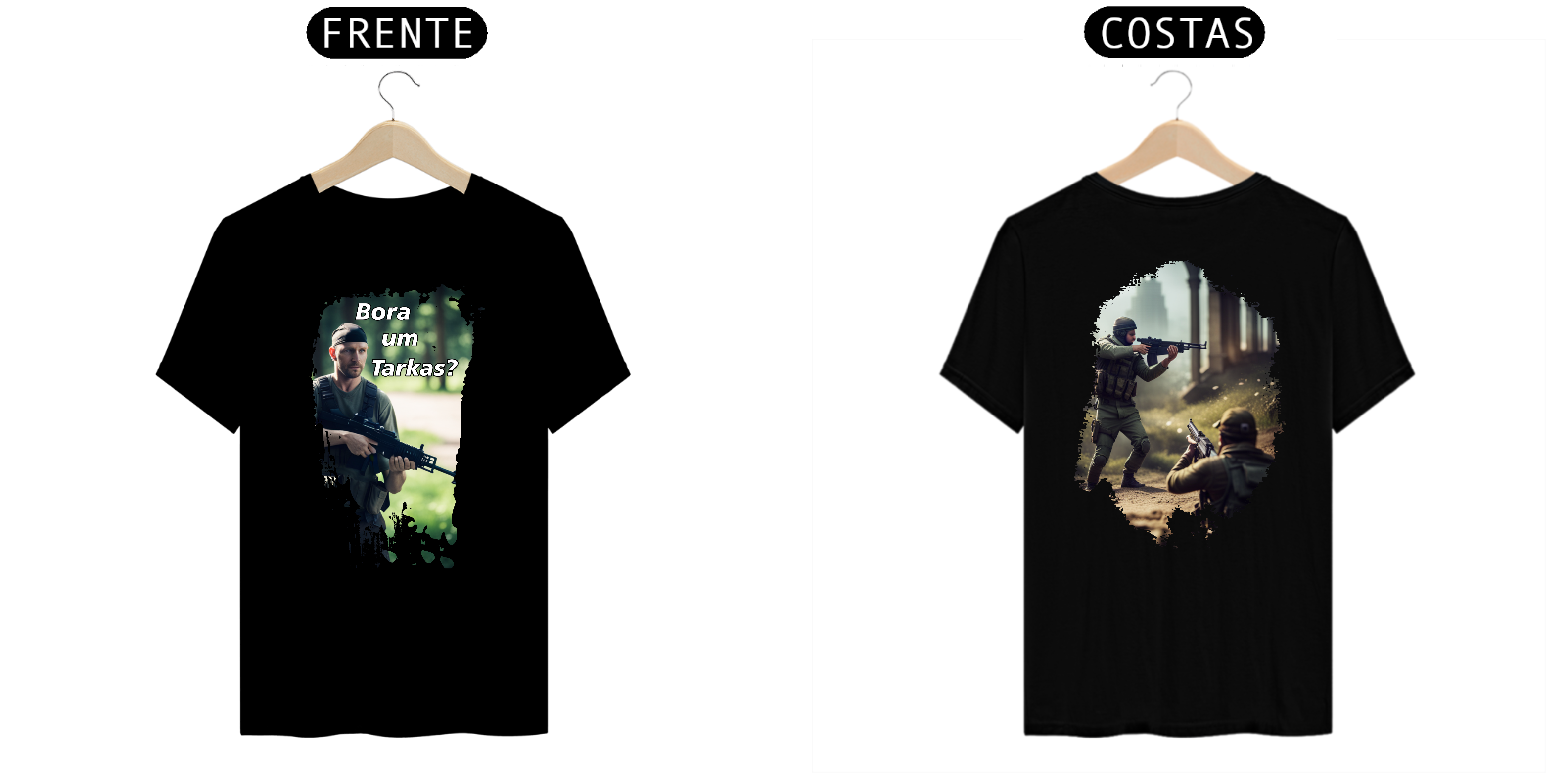 Nome do produto: Camiseta Masculina Bora um Tarkas? (Frente e Costas)