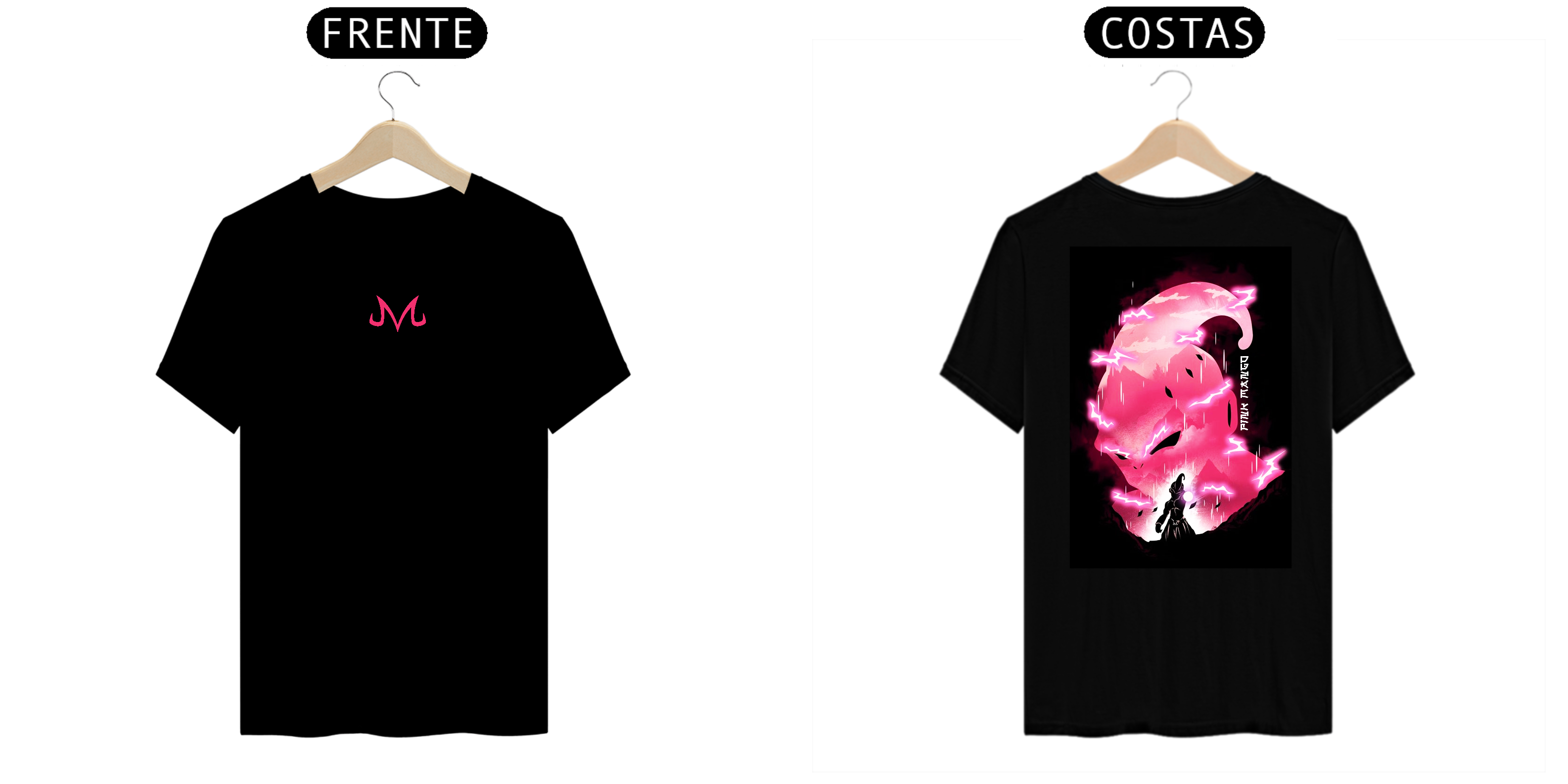 Nome do produto: CAMISETA MAJIN BOO PRETA ROSA
