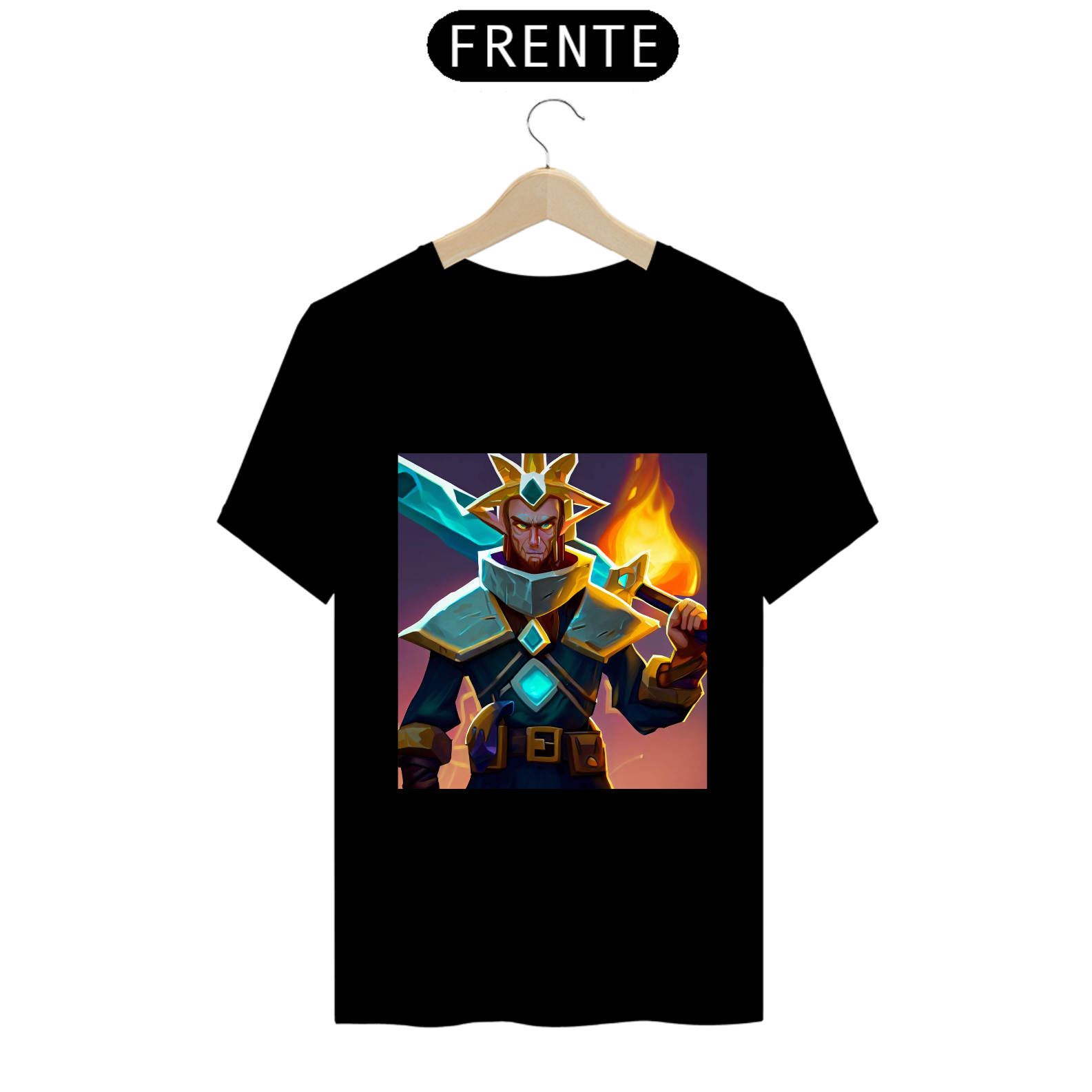 Nome do produto: Camiseta Unissex Runescape Guerreiro Espada de Fogo Algodão 100