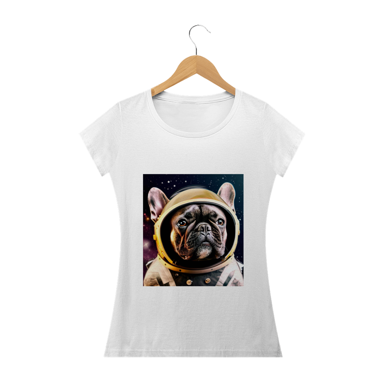 Nome do produto: Camiseta feminina Bulldog francês astronauta