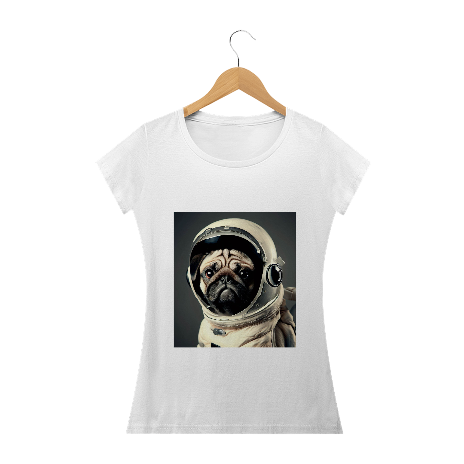 Nome do produto: Camiseta feminina Pug astronauta