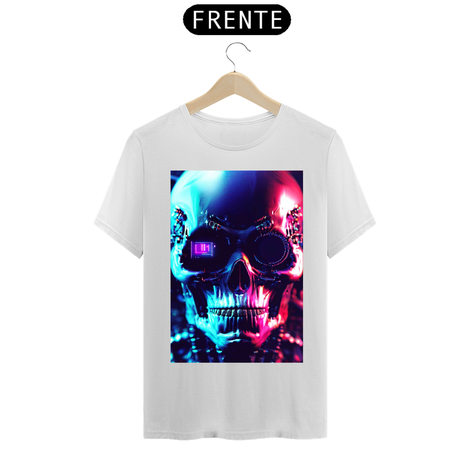 Nome do produto: Camiseta masculina Caveira Cyberpunk