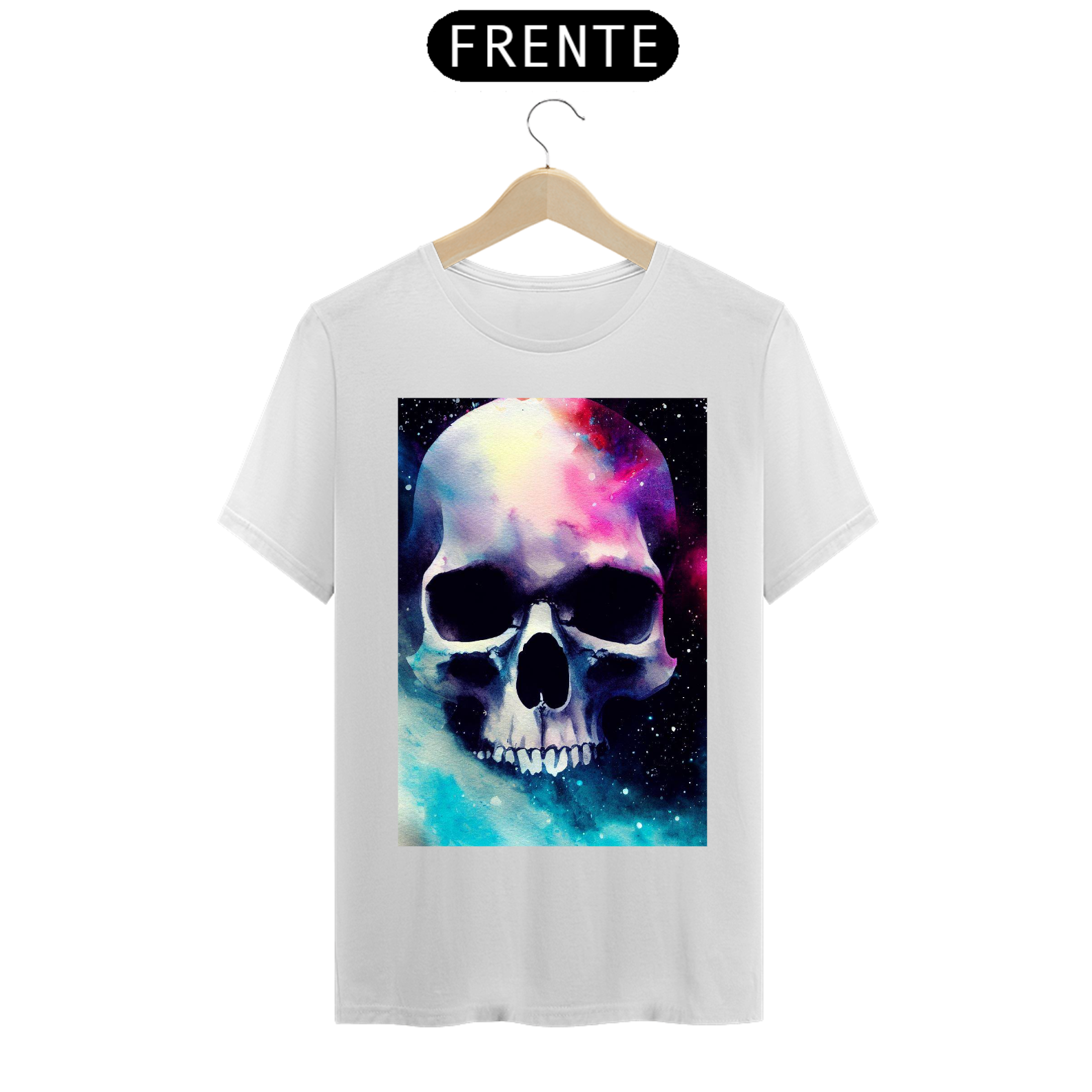 Nome do produto: Camiseta masculina caveira aquarela 