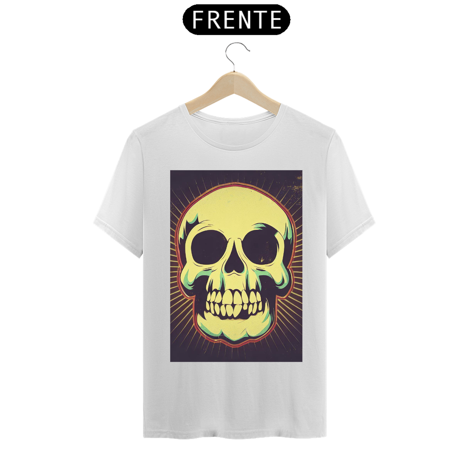 Nome do produto: Camiseta masculina caveira retrô