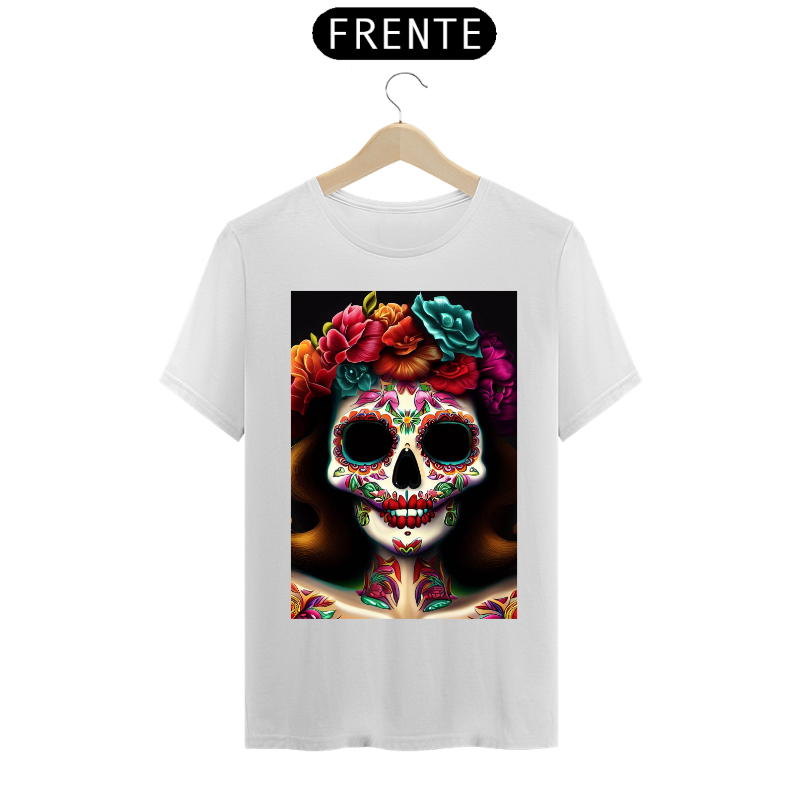 Nome do produto: Camiseta masculina caveira mexicana digital