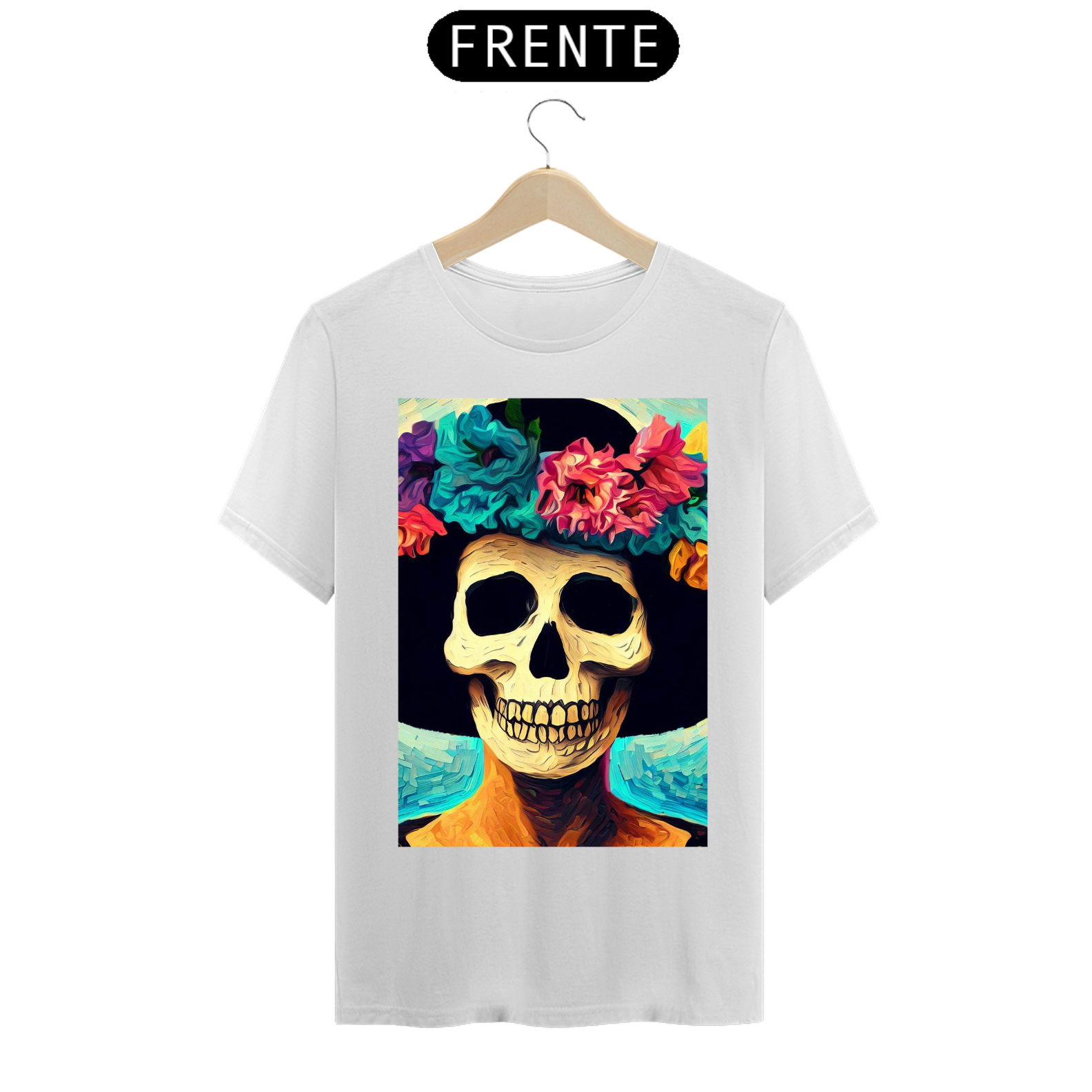 Nome do produto: Camiseta masculina caveira mexicana vangogh
