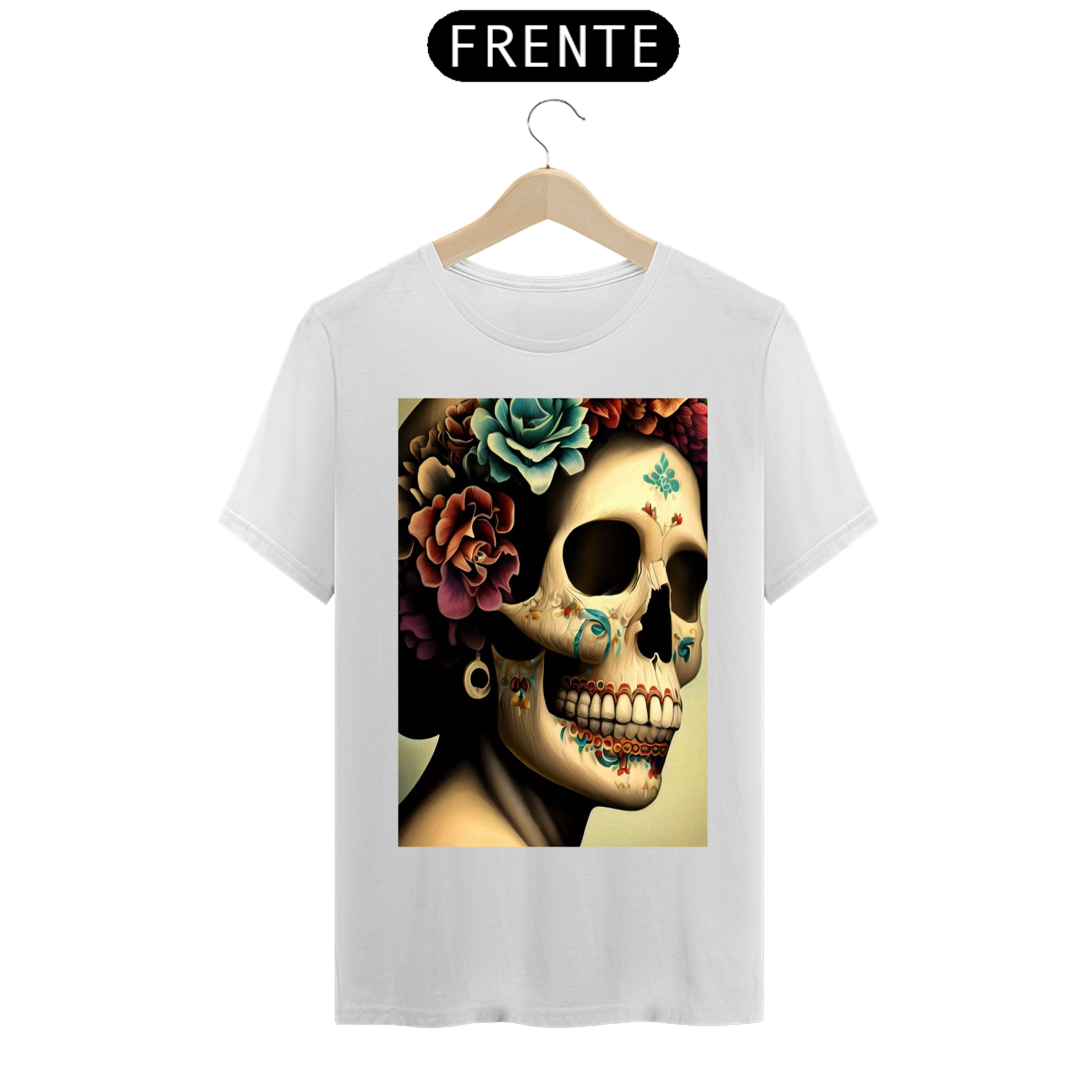 Nome do produto: Camiseta masculina caveira mexicana realismo