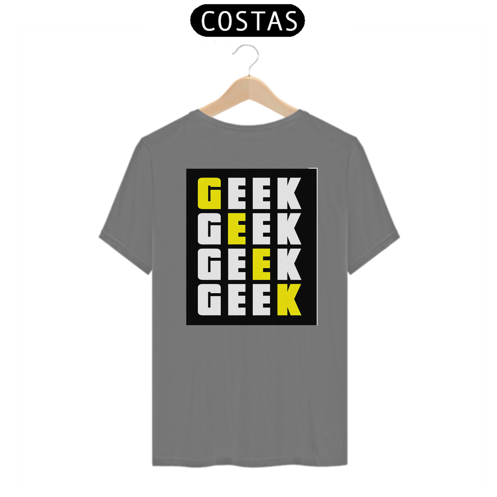 Nome do produto: Camisa Geek Amarelo - Costas - Estonada