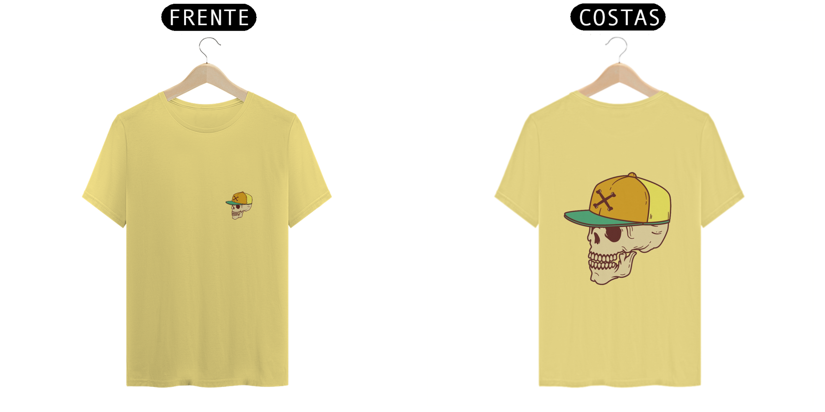 Nome do produto: T-Shirt Estonada- Coleção Verão - Estampa Caveira de Boné ( Frente e Costas)