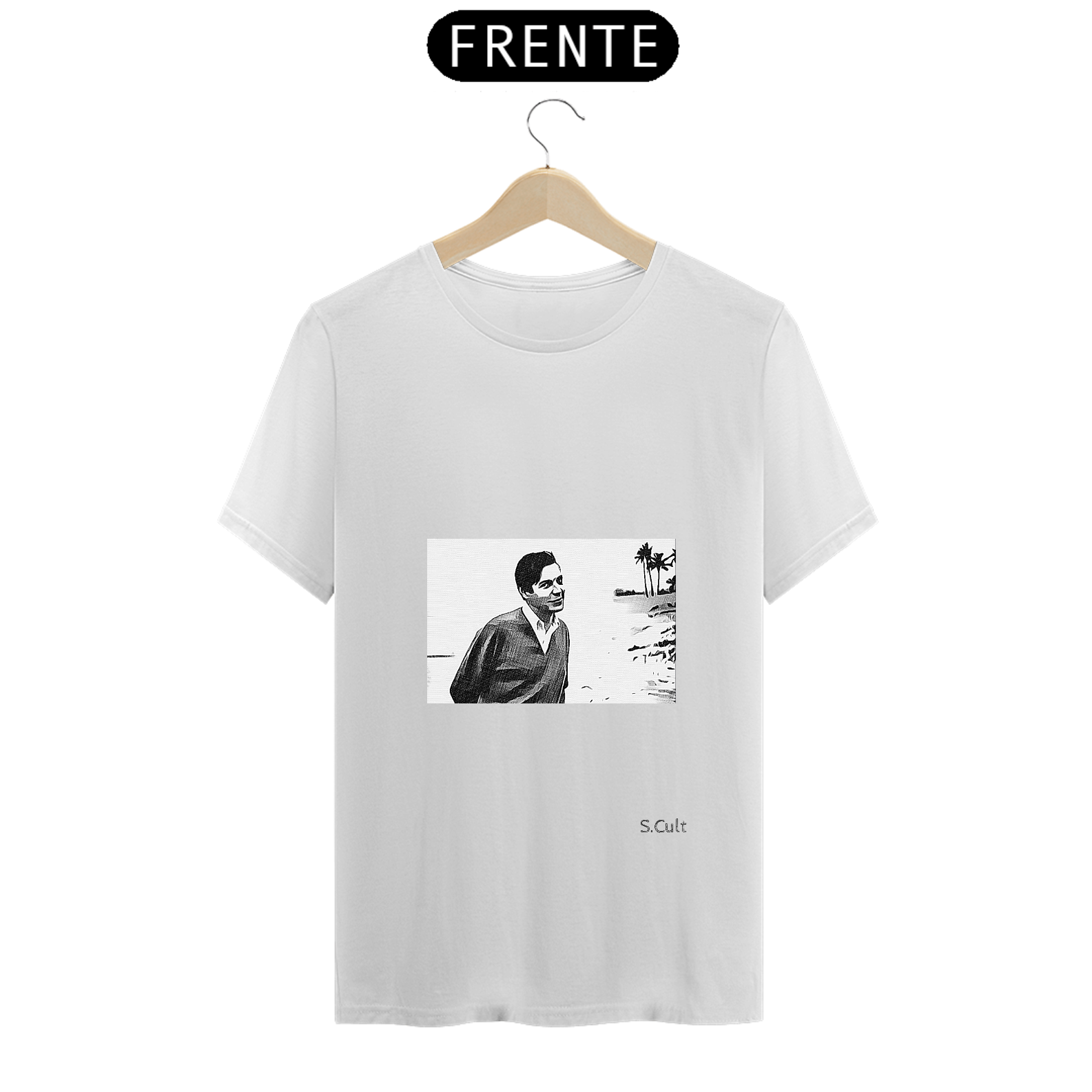Nome do produto: T-Shirt Classic-Masculina - Coleção MPB - Letras do Brasil- Tom Jobim