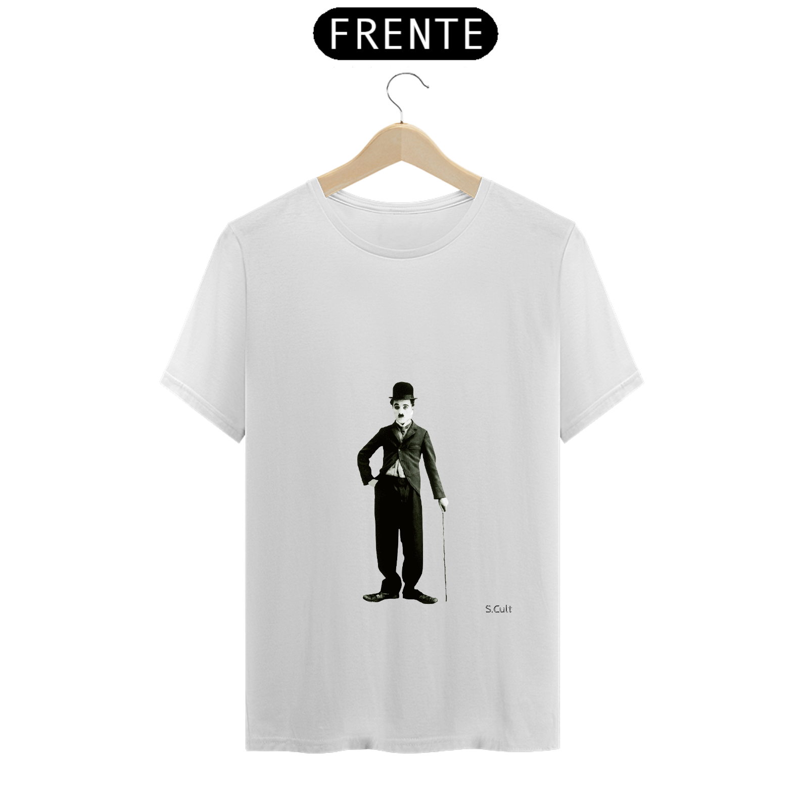 Nome do produto: T-Shirt - Coleção Cinema - Estampa Charlie Chaplin